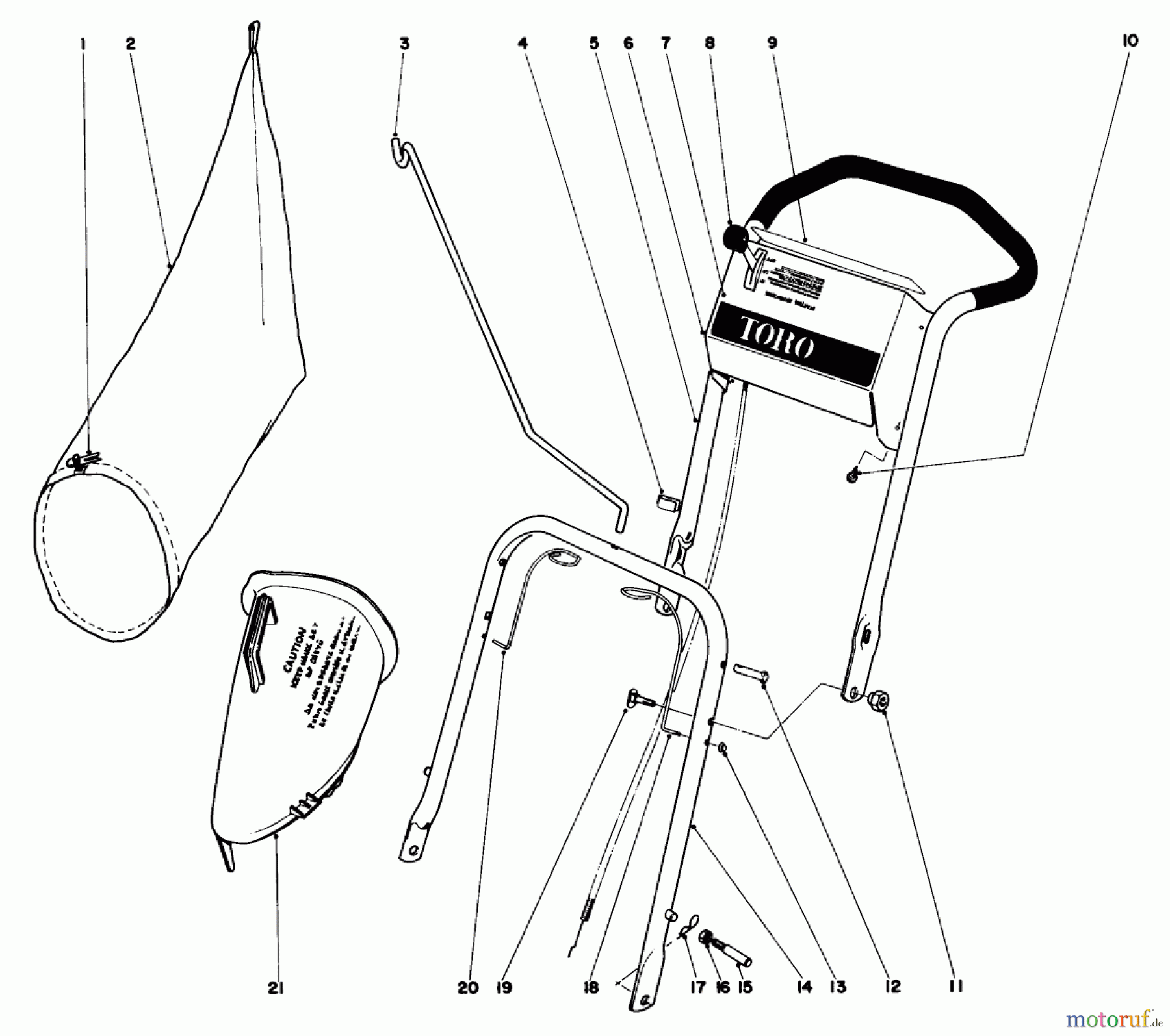 Toro Neu Mowers, Walk-Behind Seite 2 21273 - Toro Guardian Lawnmower, 1973 (3000001-3999999) HANDLE ASSEMBLY MODEL NO. 21173