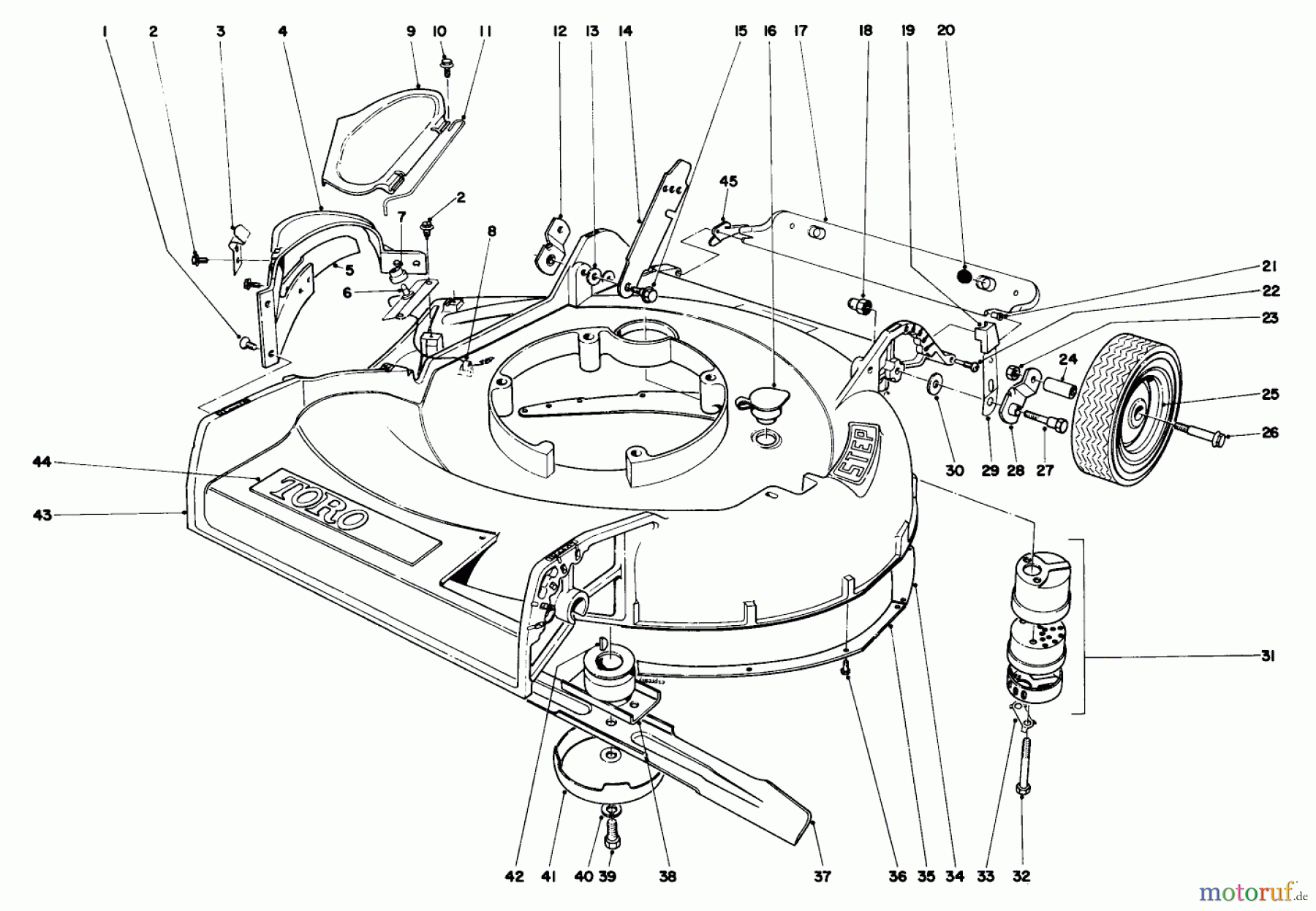 Toro Neu Mowers, Walk-Behind Seite 2 21273 - Toro Guardian Lawnmower, 1973 (3000001-3999999) HOUSING ASSEMBLY MODEL NO. 21273