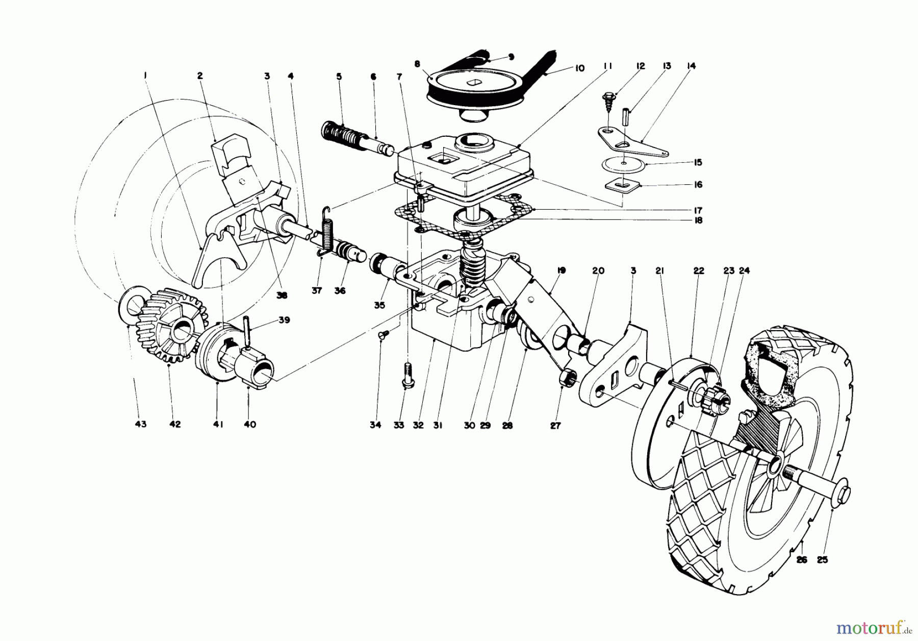 Toro Neu Mowers, Walk-Behind Seite 2 21647 - Toro Guardian Lawnmower, 1977 (7000001-7999999) GEAR CASE ASSEMBLY