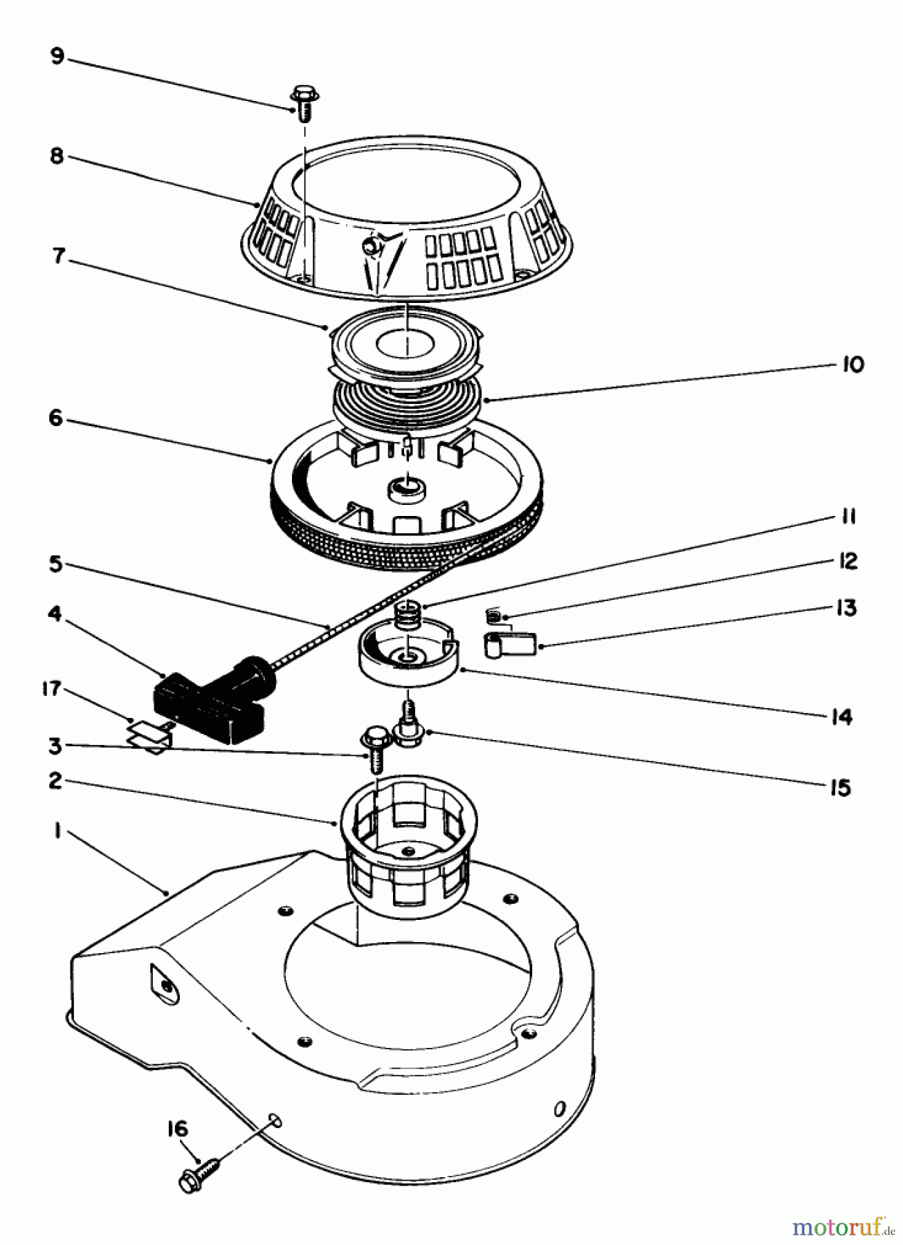 Toro Neu Mowers, Walk-Behind Seite 2 22025 - Toro Lawnmower, 1990 (0000001-0999999) RECOIL ASSEMBLY (MODEL NO. 47PK9-3)