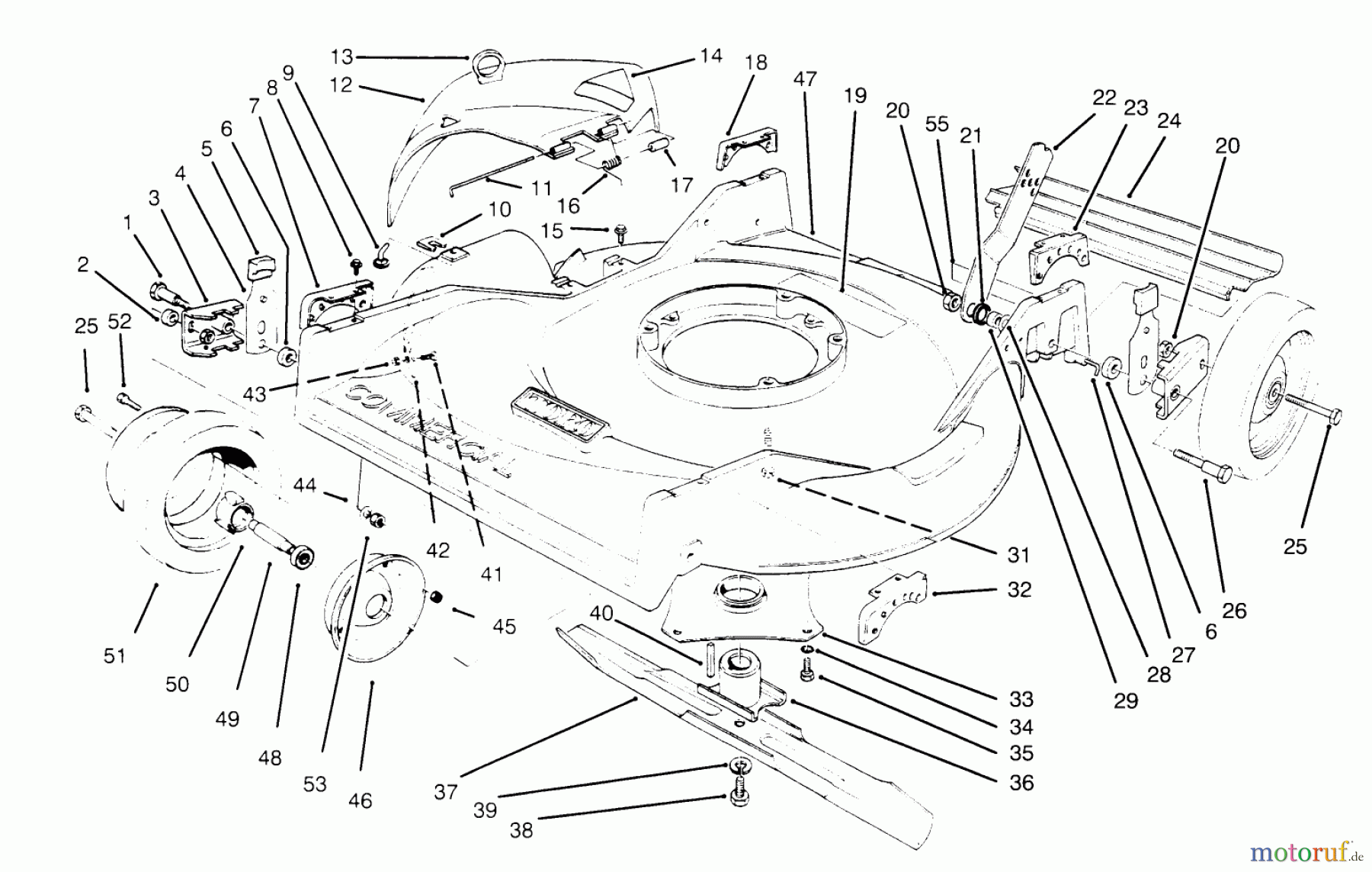 Toro Neu Mowers, Walk-Behind Seite 2 22026 - Toro Side Discharge Mower, 1996 (6900001-6999999) HOUSING & WHEEL ASSEMBLY