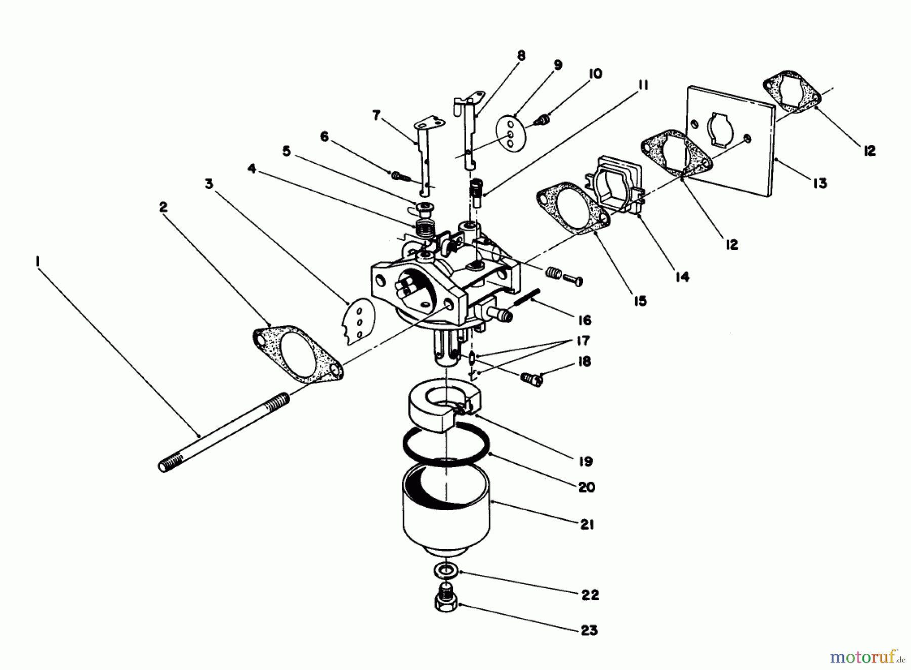 Toro Neu Mowers, Walk-Behind Seite 2 22030 - Toro Lawnmower, 1986 (6000001-6999999) CARBURETOR ASSEMBLY