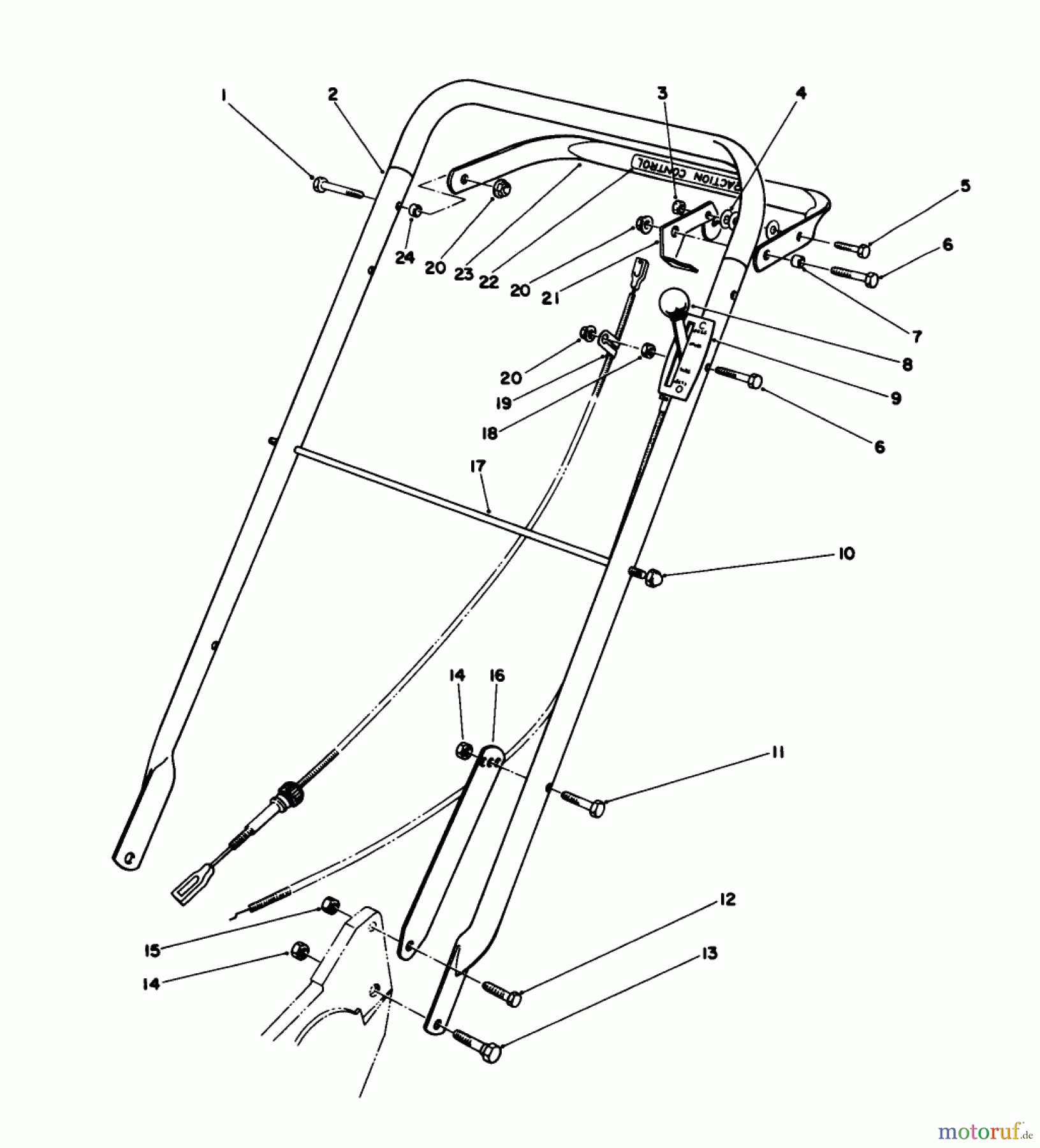 Toro Neu Mowers, Walk-Behind Seite 2 22030 - Toro Lawnmower, 1986 (6000001-6999999) HANDLE ASSEMBLY (MODEL 22035)