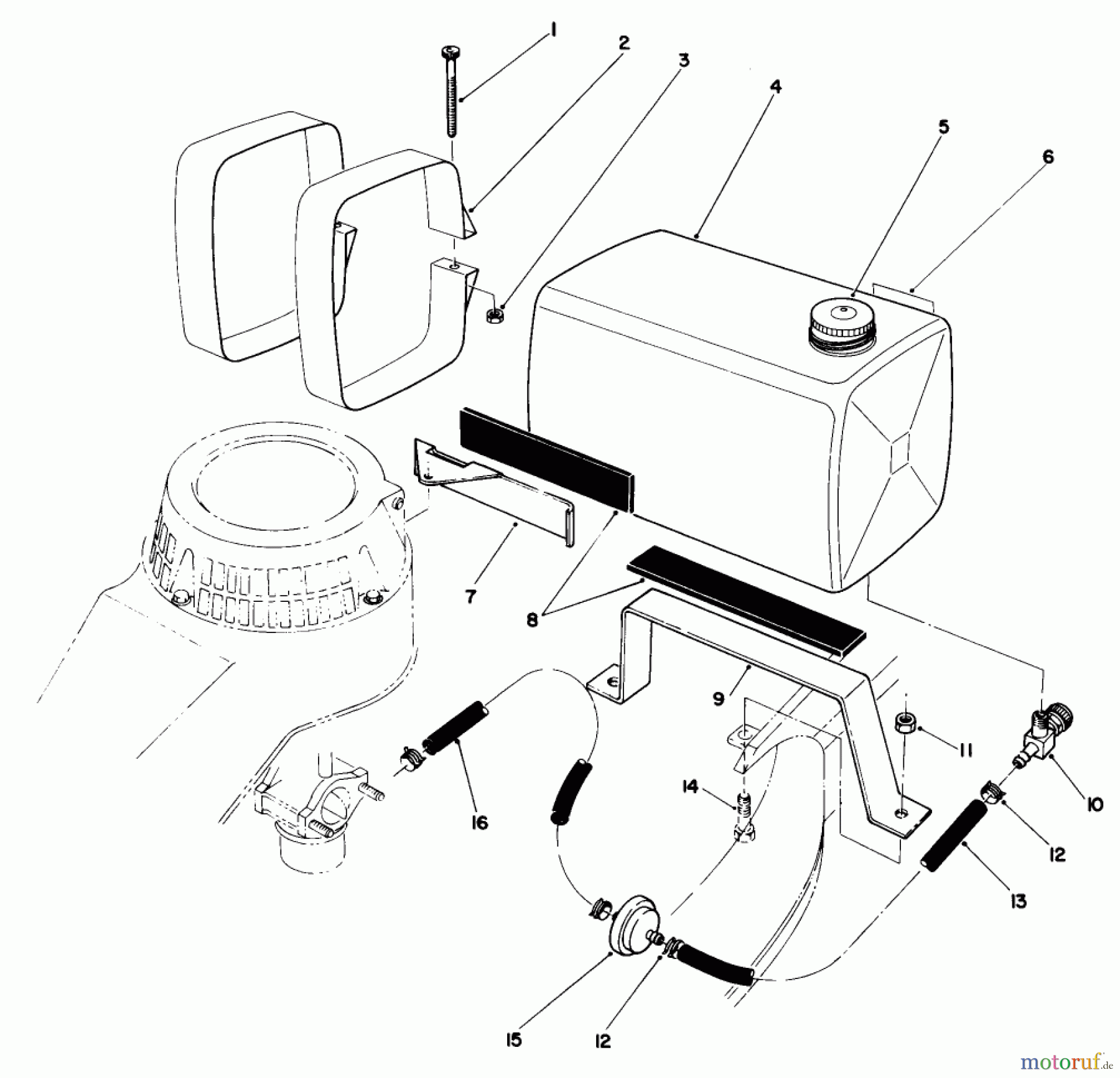 Toro Neu Mowers, Walk-Behind Seite 2 22035 - Toro Lawnmower, 1987 (7000001-7999999) GAS TANK ASSEMBLY