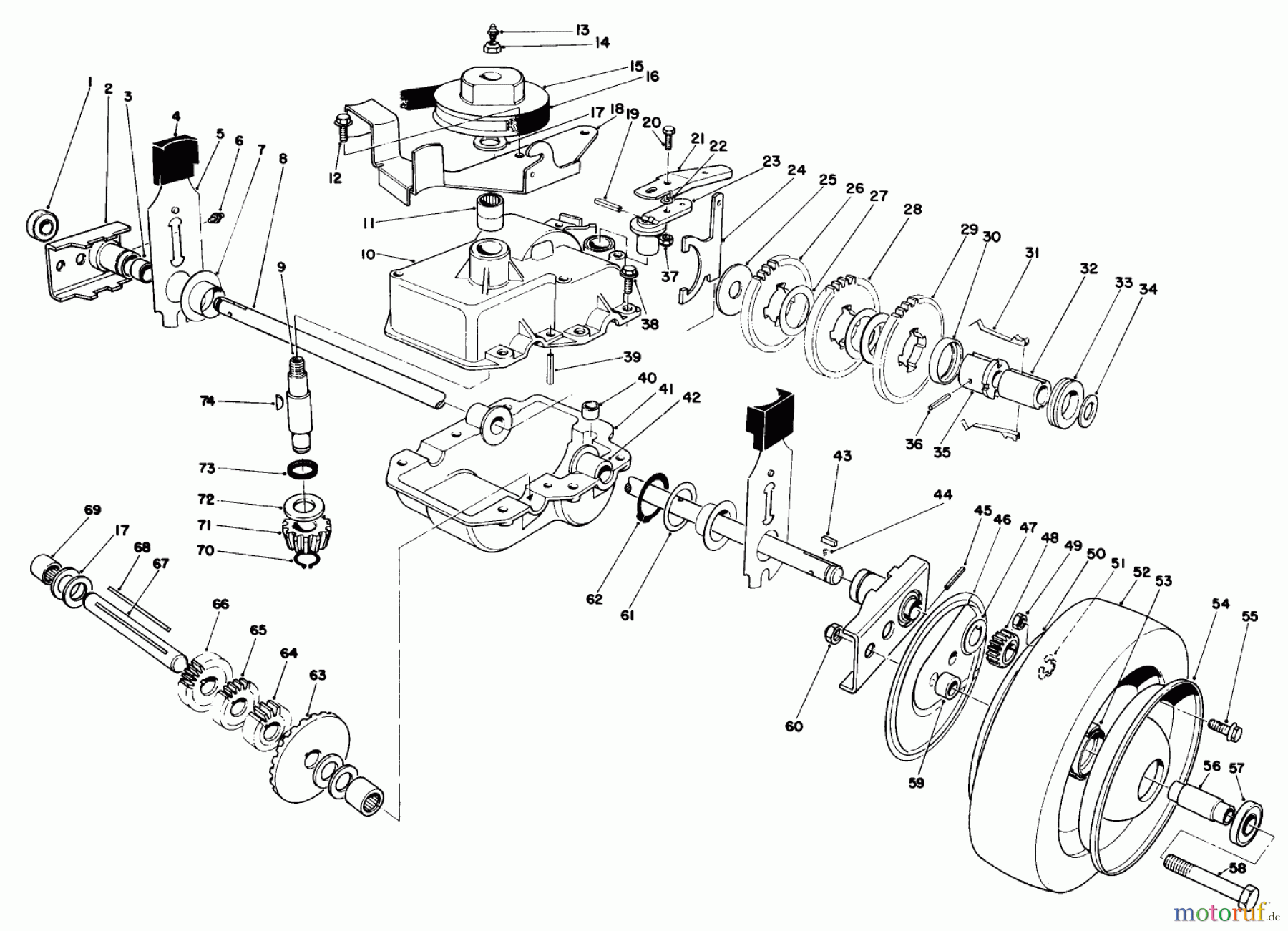 Toro Neu Mowers, Walk-Behind Seite 2 22035 - Toro Lawnmower, 1987 (7000001-7999999) GEAR CASE ASSEMBLY (MODEL 22035)