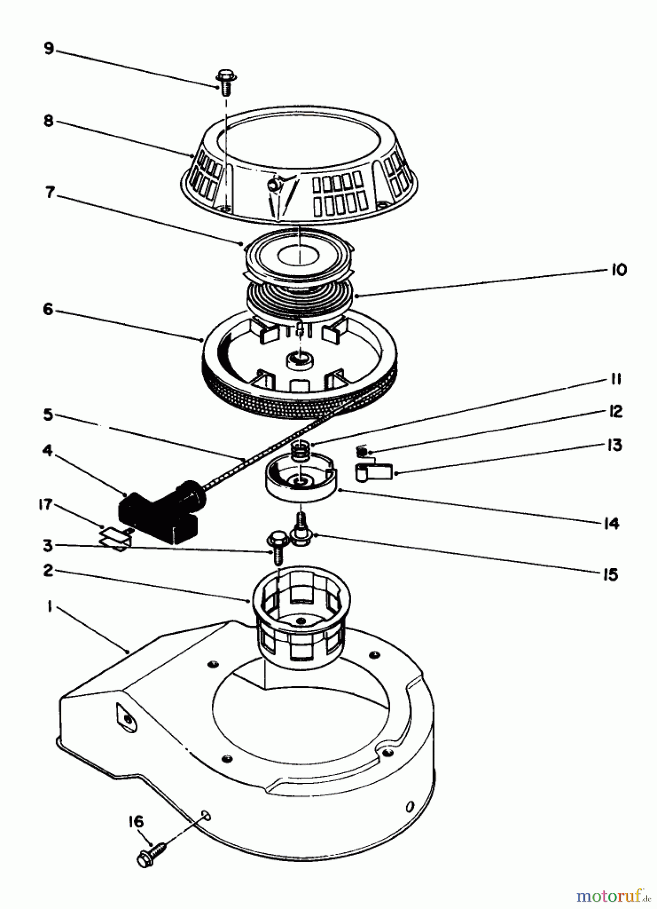  Toro Neu Mowers, Walk-Behind Seite 2 22035 - Toro Lawnmower, 1991 (1000001-1999999) RECOIL ASSEMBLY (MODEL NO. 47PL0-3)