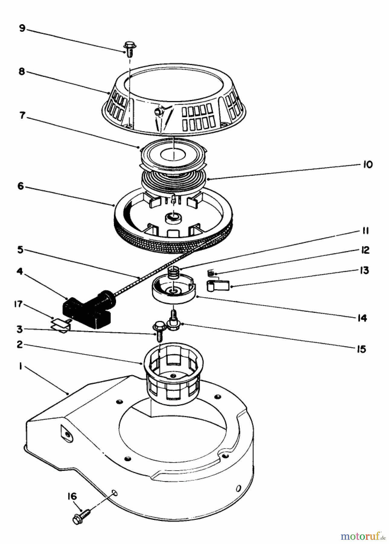 Toro Neu Mowers, Walk-Behind Seite 2 22036 - Toro Lawnmower, 1991 (1000001-1999999) RECOIL ASSEMBLY (MODEL NO. 47PL0-3)
