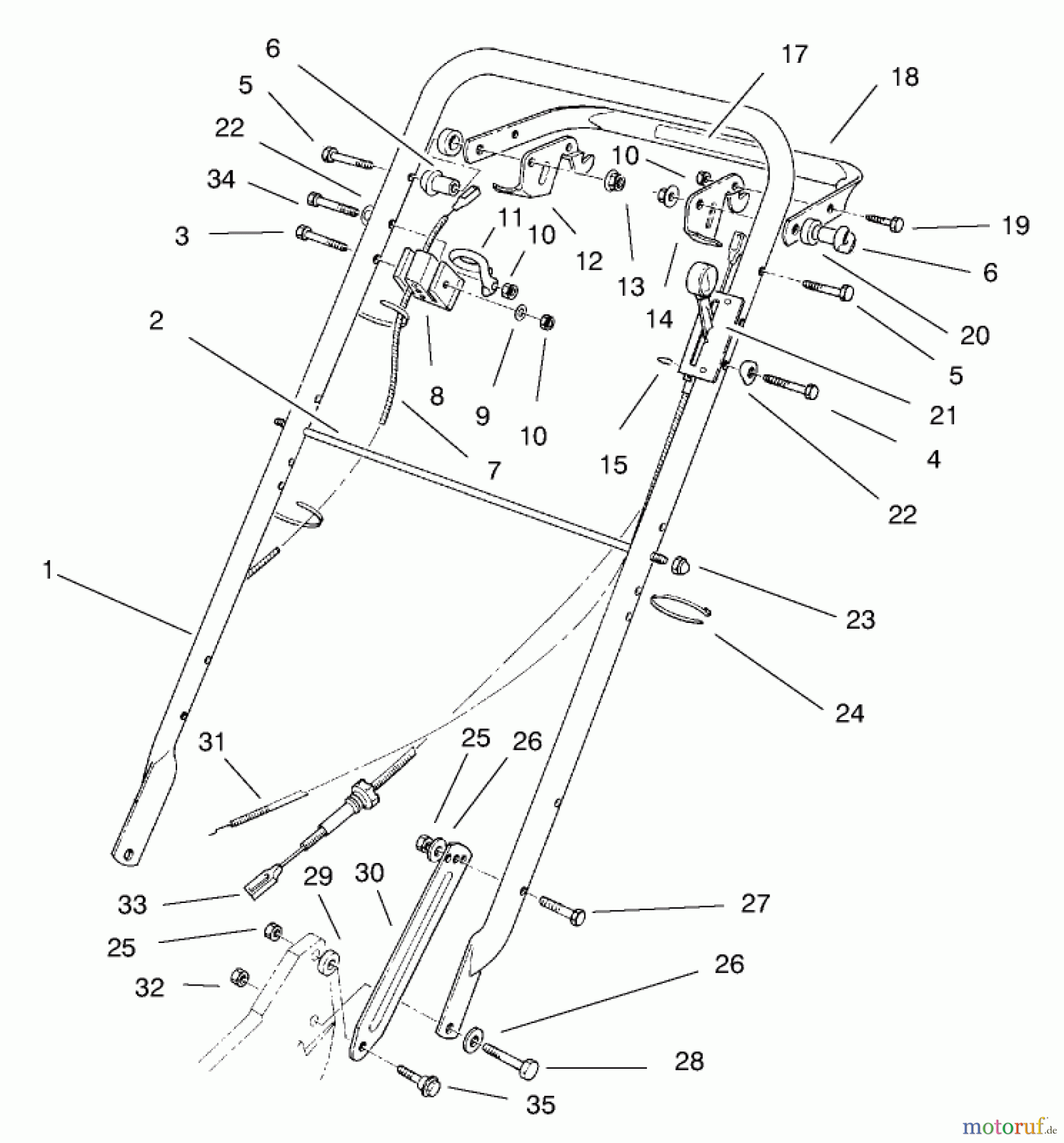 Toro Neu Mowers, Walk-Behind Seite 2 22040 - Toro Lawnmower, 1997 (7900001-7999999) HANDLE ASSEMBLY