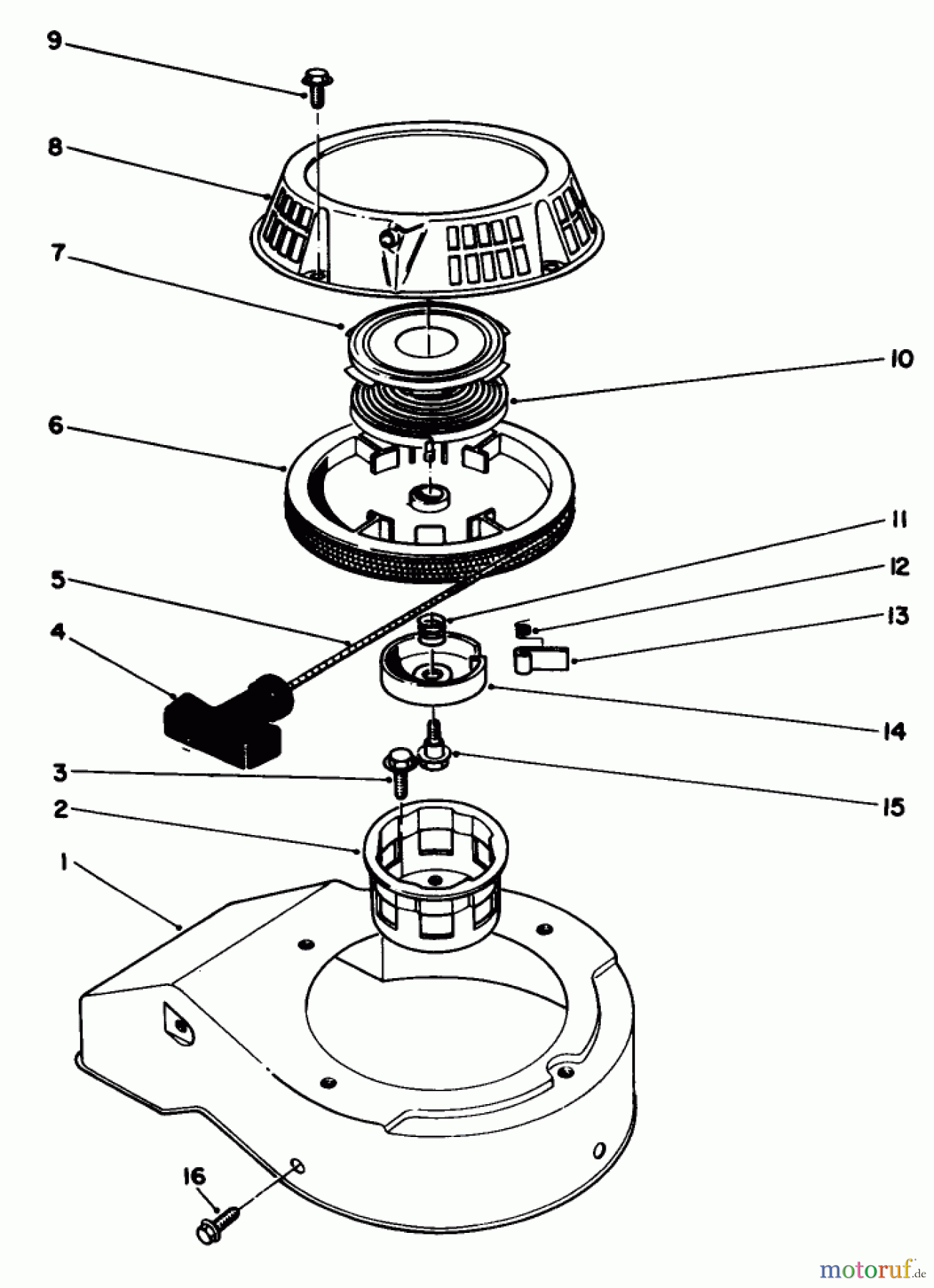 Toro Neu Mowers, Walk-Behind Seite 2 22043 - Toro Lawnmower, 1992 (2000001-2999999) RECOIL ASSEMBLY (MODEL NO. 47PM1-7)