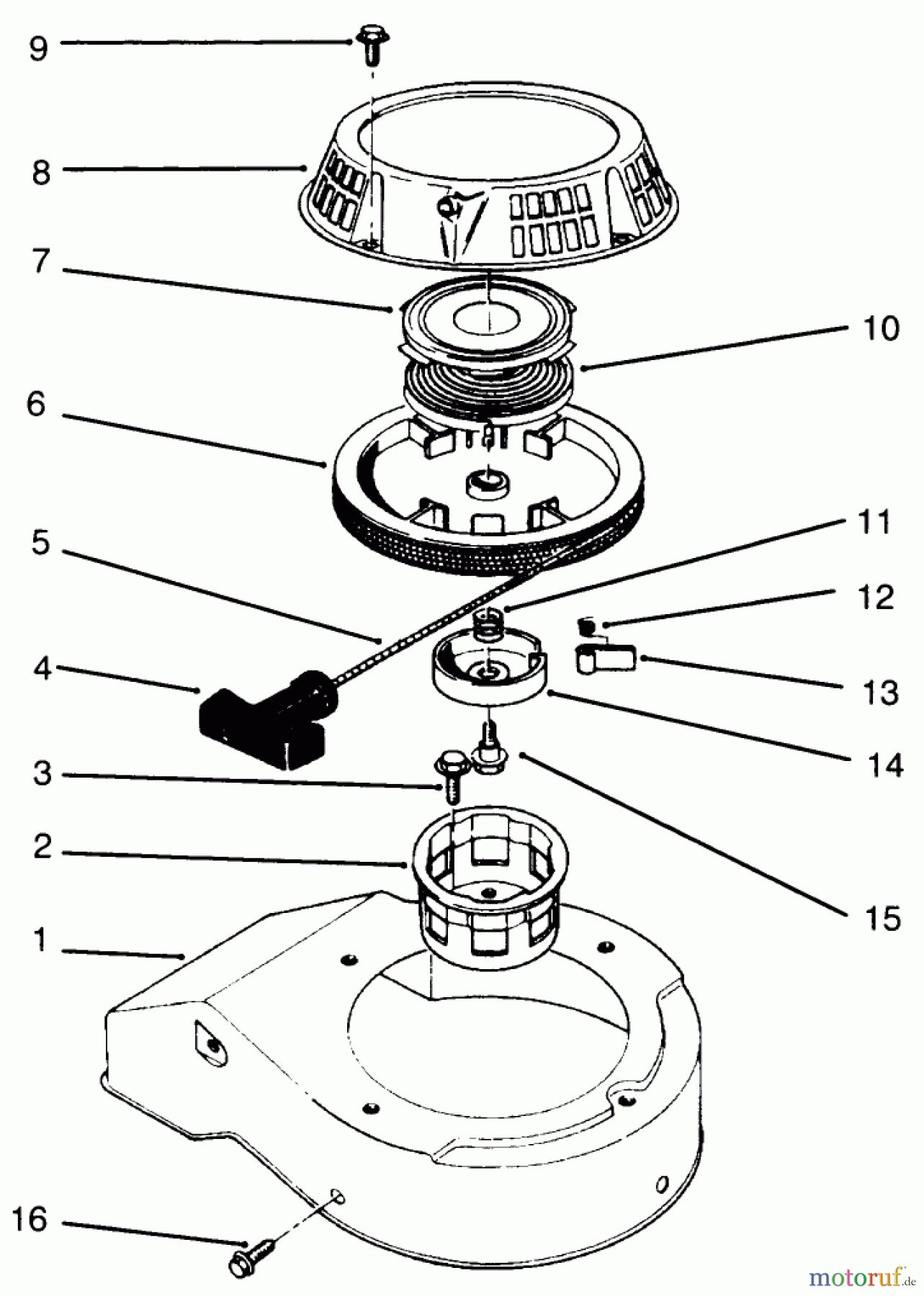  Toro Neu Mowers, Walk-Behind Seite 2 22043 - Toro Lawnmower, 1995 (5900001-5999999) RECOIL ASSEMBLY (MODEL NO. 47PR4-7)