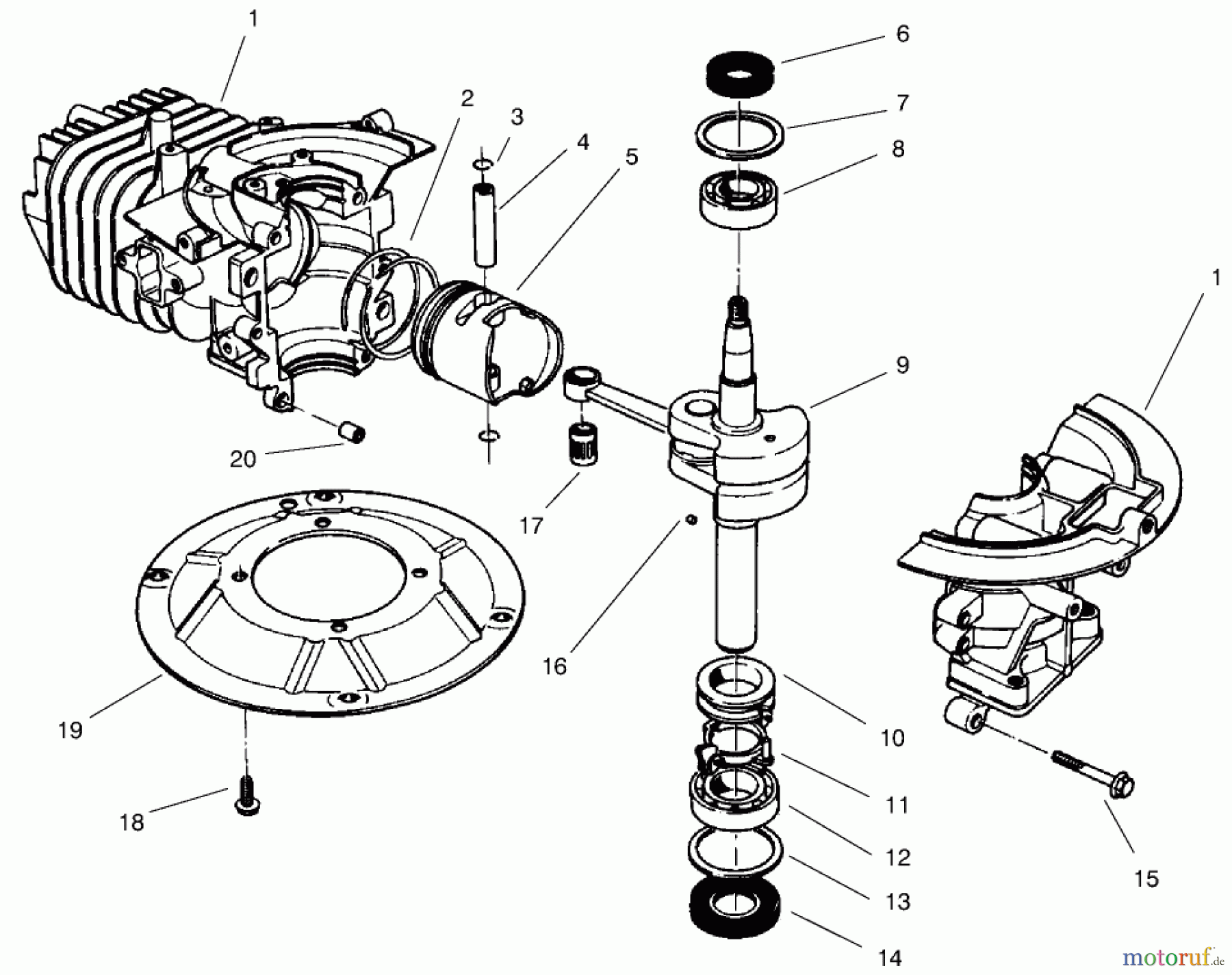  Toro Neu Mowers, Walk-Behind Seite 2 22045 - Toro Recycler Mower, 2000 (200000001-200999999) CRANKSHAFT ASSEMBLY (MODEL NO. 47PV9-7)
