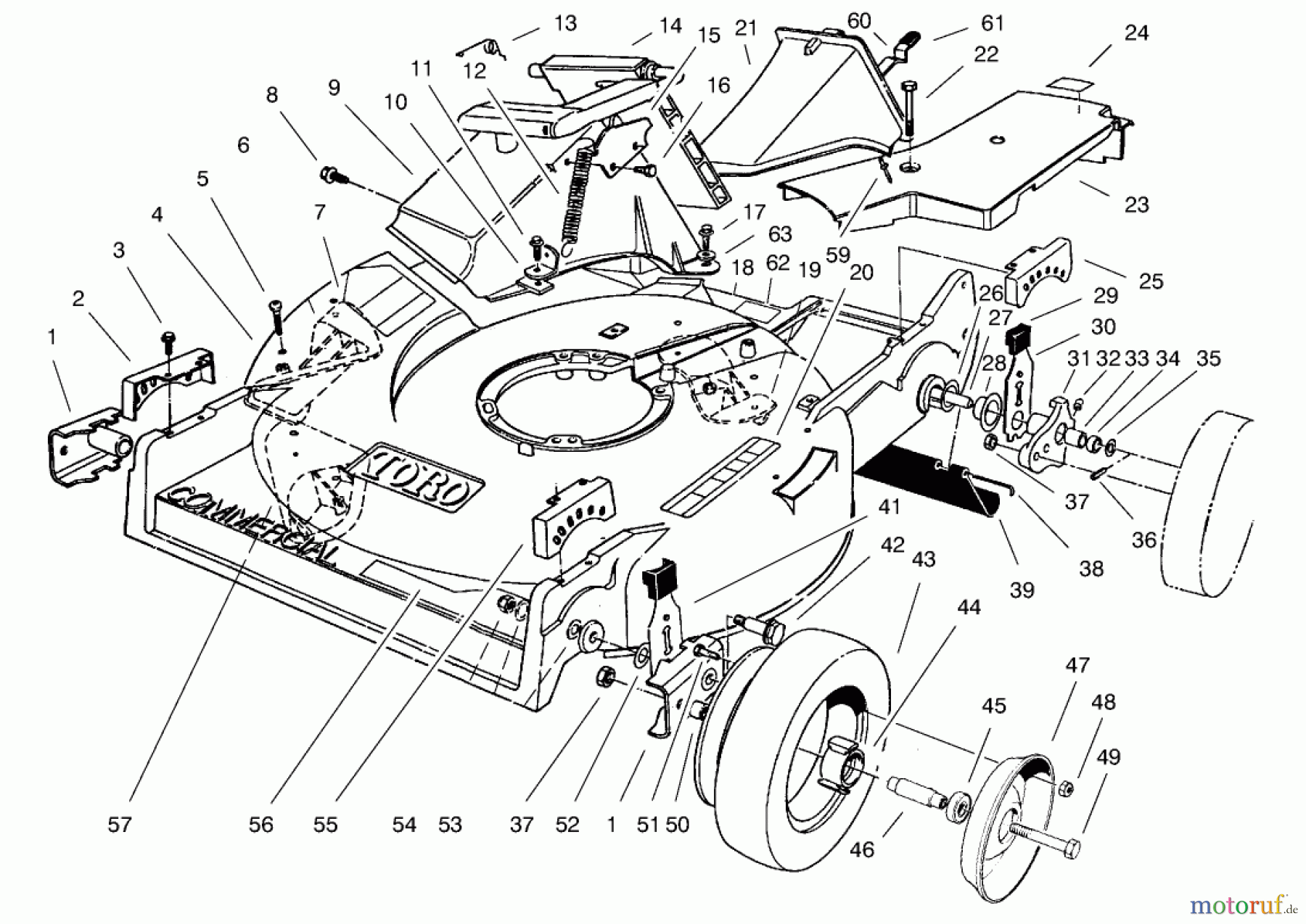  Toro Neu Mowers, Walk-Behind Seite 2 22140 - Toro Recycler Mower, 1997 (790000001-799999999) HOUSING ASSEMBLY