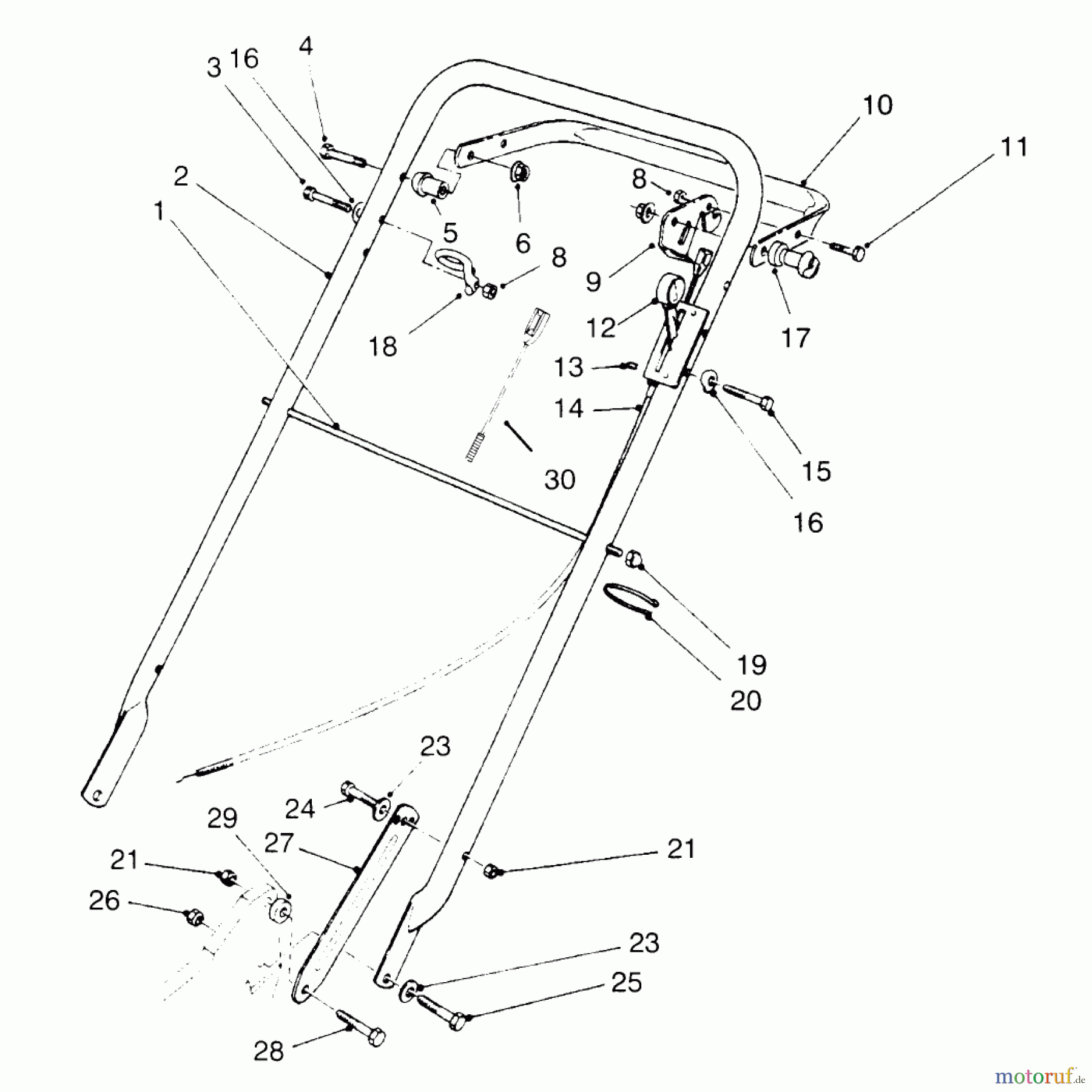  Toro Neu Mowers, Walk-Behind Seite 2 22145 - Toro Lawnmower, 1996 (69000001-69999999) HANDLE ASSEMBLY