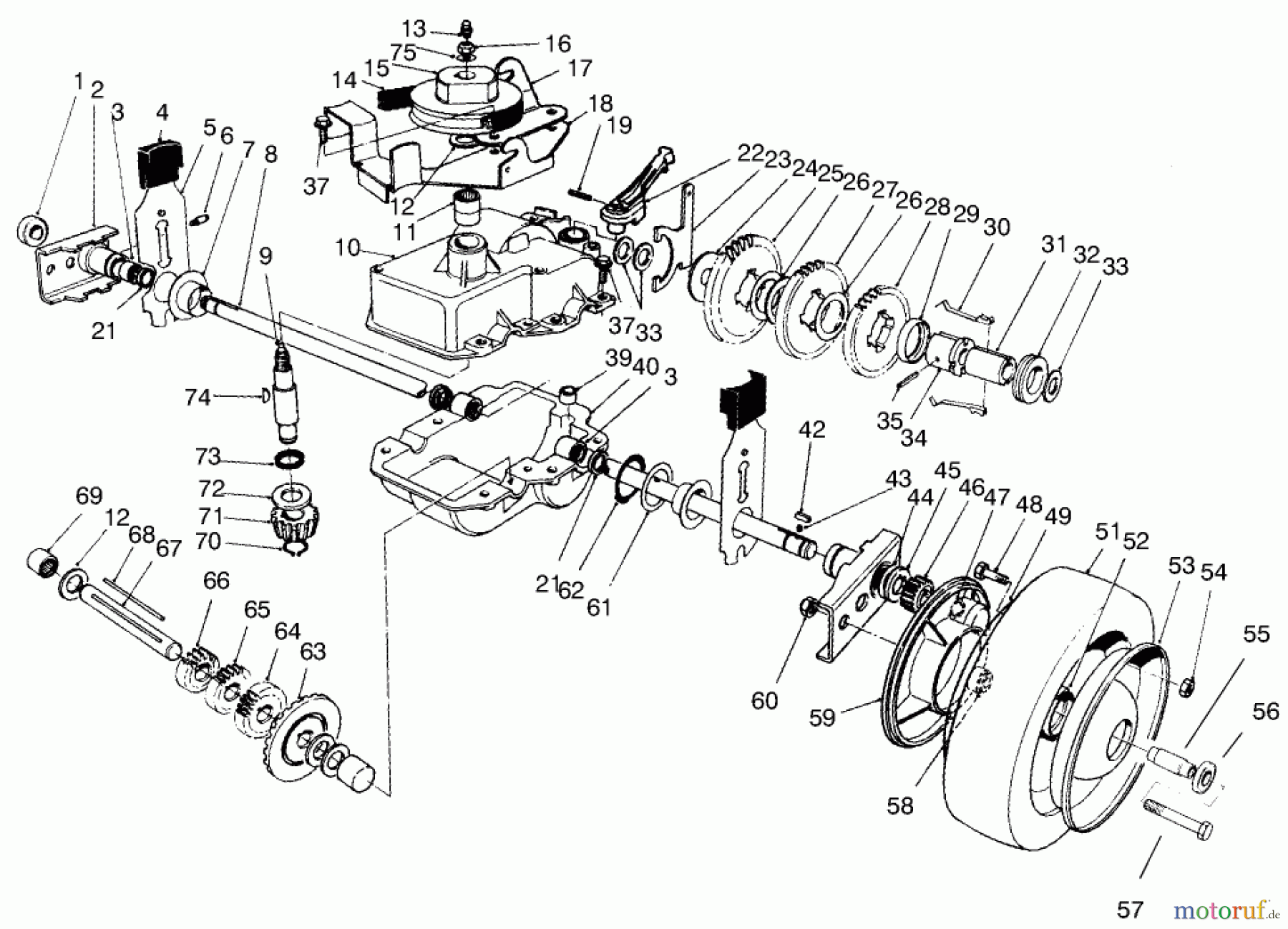  Toro Neu Mowers, Walk-Behind Seite 2 22154 - Toro Lawnmower, 1997 (7900001-7999999) GEAR CASE ASSEMBLY