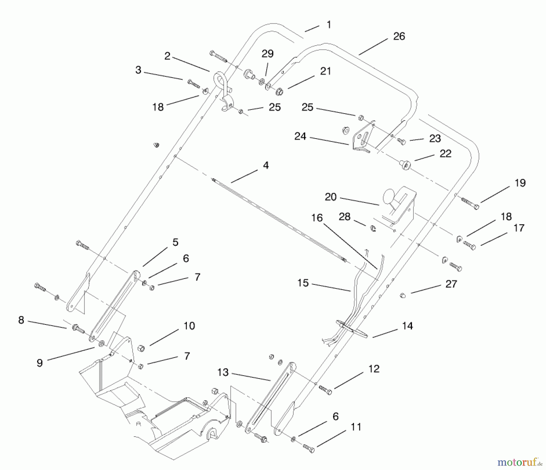 Toro Neu Mowers, Walk-Behind Seite 2 22160 - Toro Recycler Mower, 1998 (8900001-8999999) HANDLE ASSEMBLY