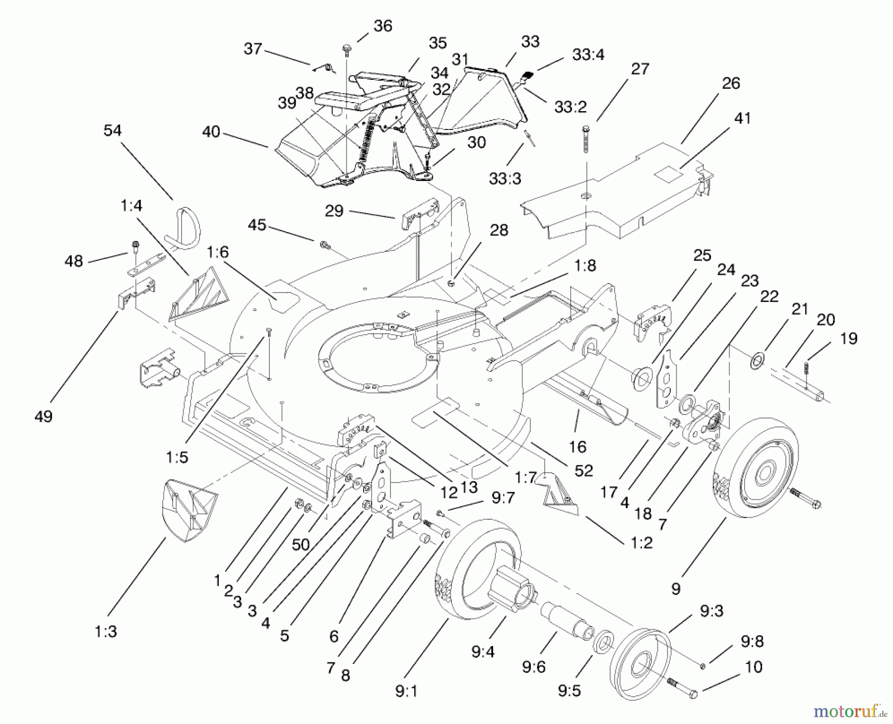  Toro Neu Mowers, Walk-Behind Seite 2 22160 - Toro Recycler Mower, 1998 (8900001-8999999) HOUSING ASSEMBLY