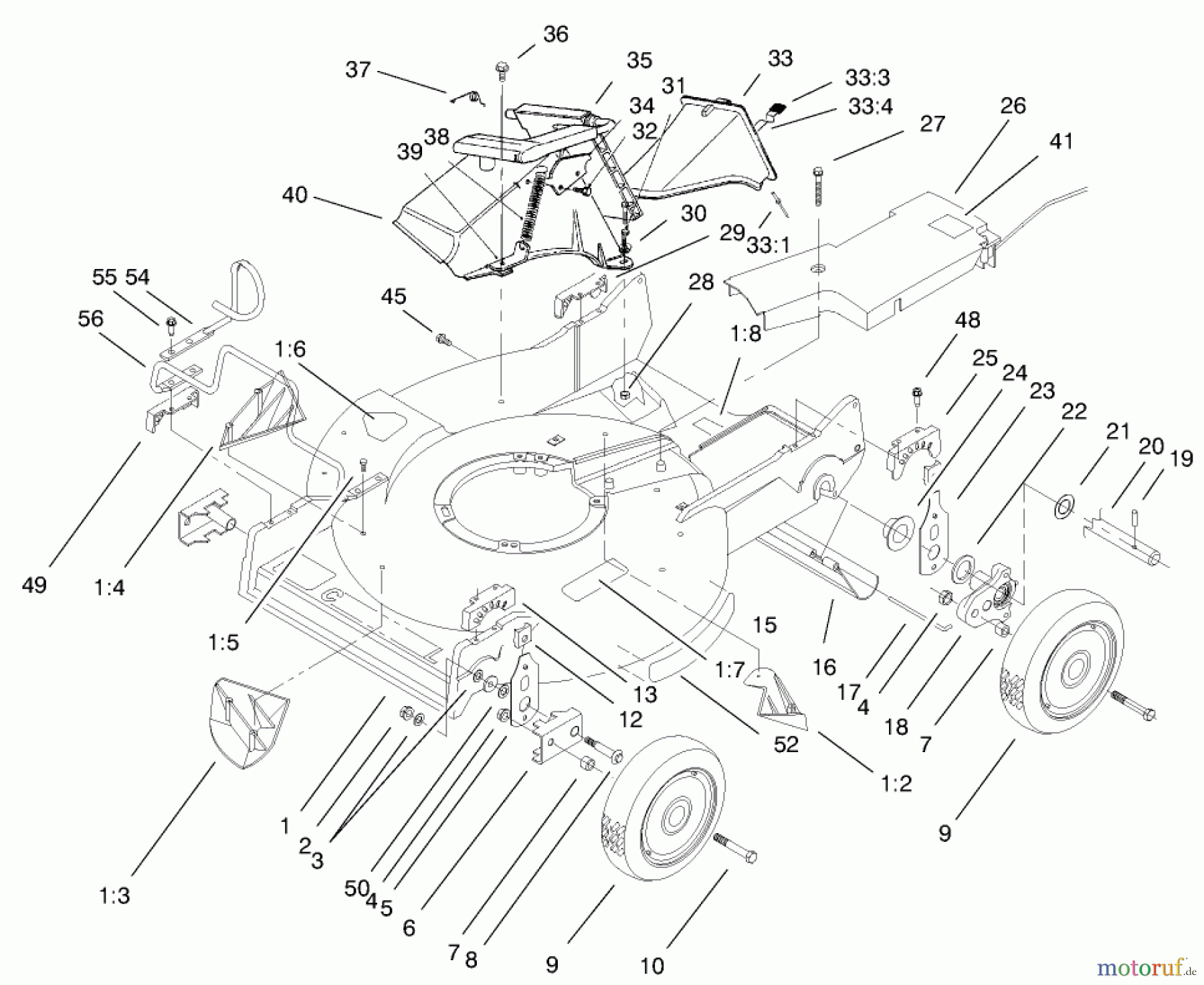  Toro Neu Mowers, Walk-Behind Seite 2 22160 - Toro Recycler Mower, 2000 (200000001-200999999) HOUSING ASSEMBLY