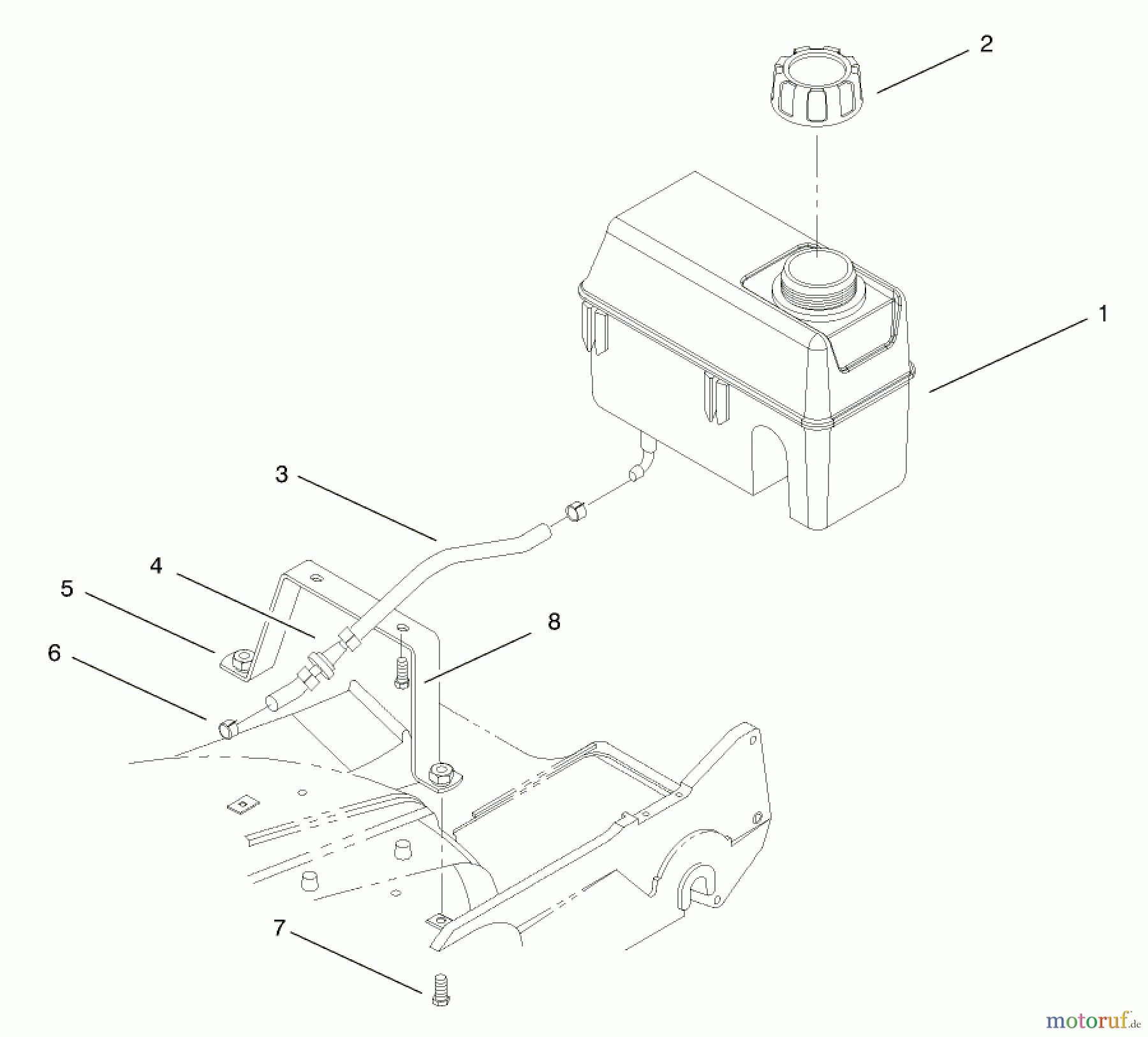 Toro Neu Mowers, Walk-Behind Seite 2 22161 - Toro Recycler Mower, 1998 (8900001-8999999) FUEL TANK ASSEMBLY
