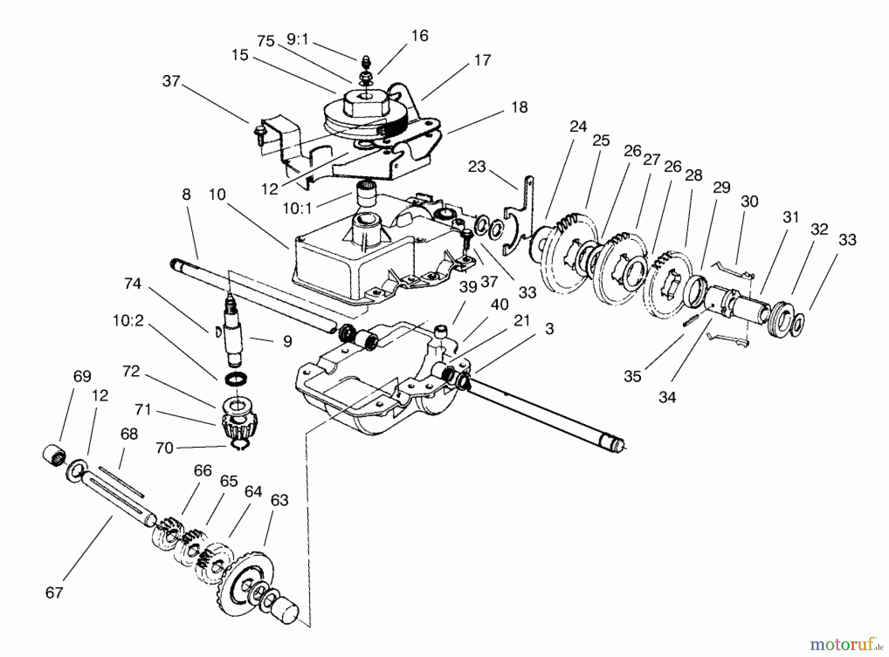 Toro Neu Mowers, Walk-Behind Seite 2 22161 - Toro Recycler Mower, 1998 (8900001-8999999) GEAR CASE ASSEMBLY