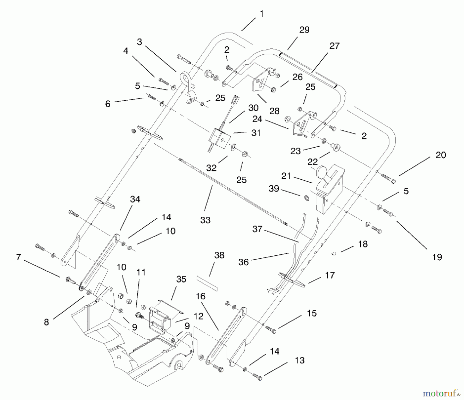 Toro Neu Mowers, Walk-Behind Seite 2 22161 - Toro Recycler Mower, 1998 (8900001-8999999) HANDLE ASSEMBLY