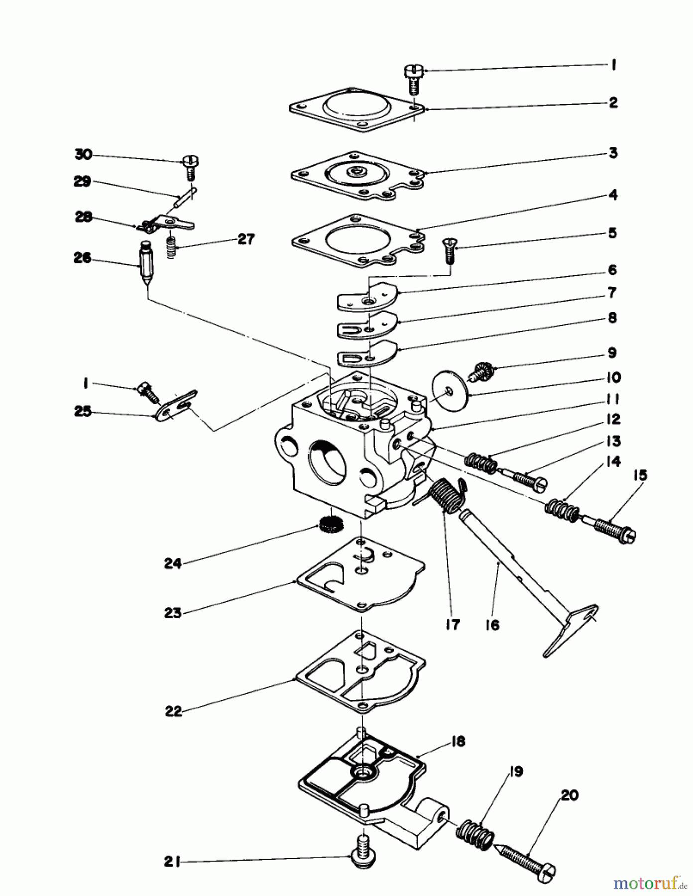 Toro Neu Blowers/Vacuums/Chippers/Shredders 30930 - Toro 21cc Hand Held Blower, 1980 (0000001-0999999) CARBURETOR ASSEMBLY