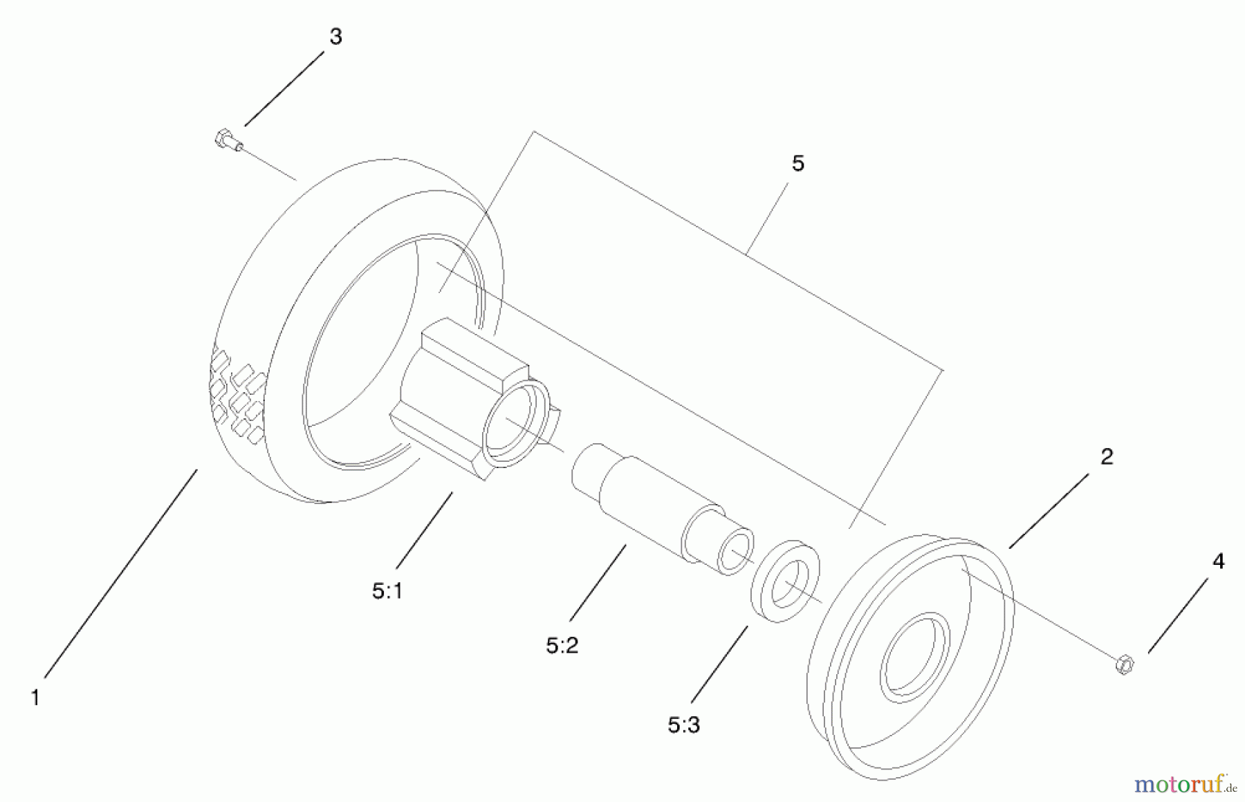Toro Neu Mowers, Walk-Behind Seite 2 22161 - Toro Recycler Mower, 2000 (200000001-200999999) FRONT WHEEL & TIRE ASSEMBLY