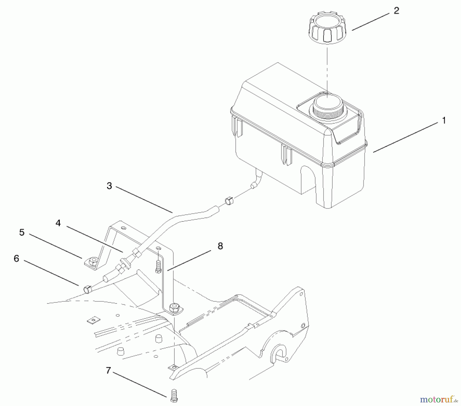  Toro Neu Mowers, Walk-Behind Seite 2 22161 - Toro Recycler Mower, 2000 (200000001-200999999) GAS TANK ASSEMBLY