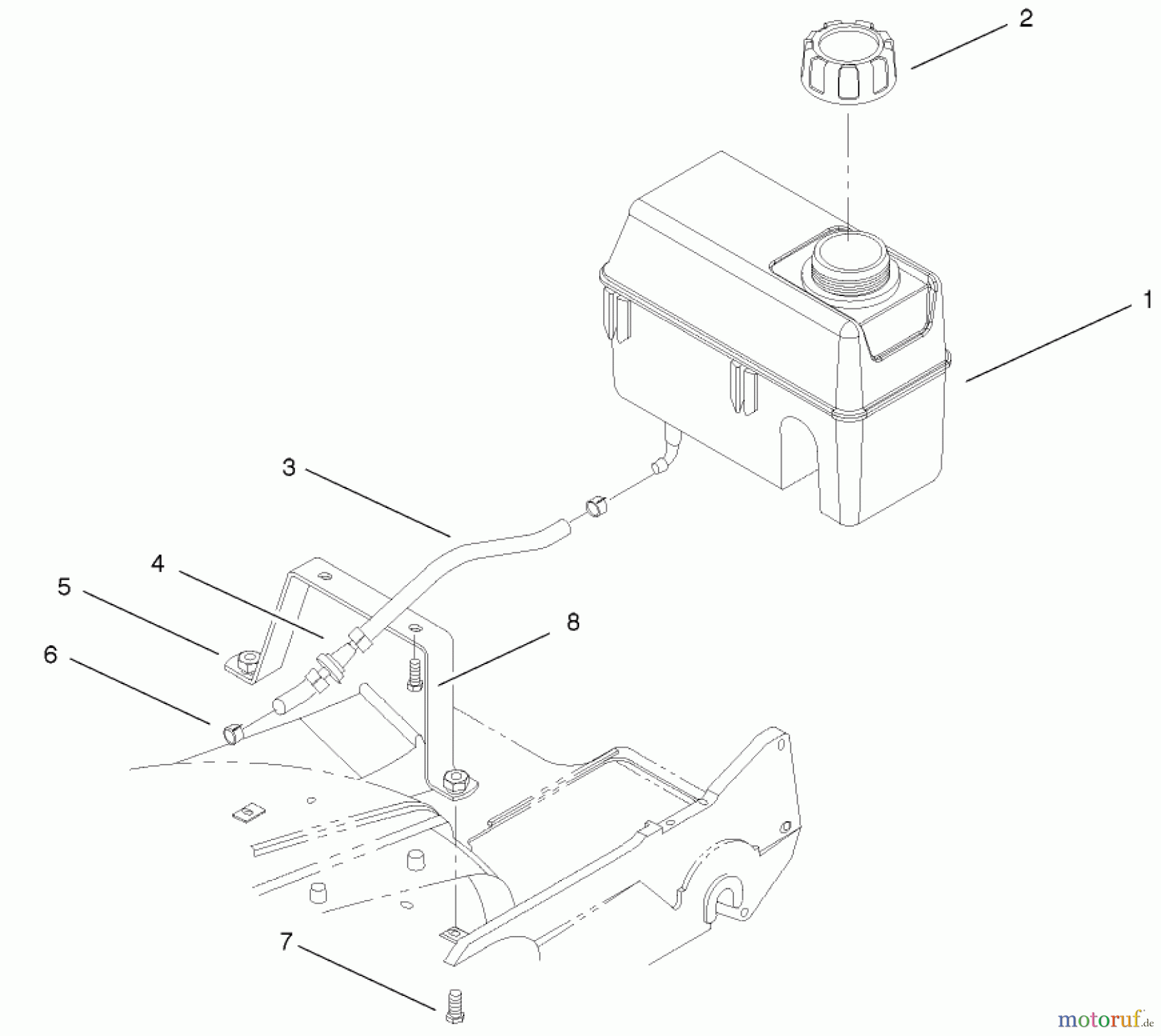  Toro Neu Mowers, Walk-Behind Seite 2 22161 - Toro Recycler Mower, 2001 (210000001-210999999) GAS TANK ASSEMBLY