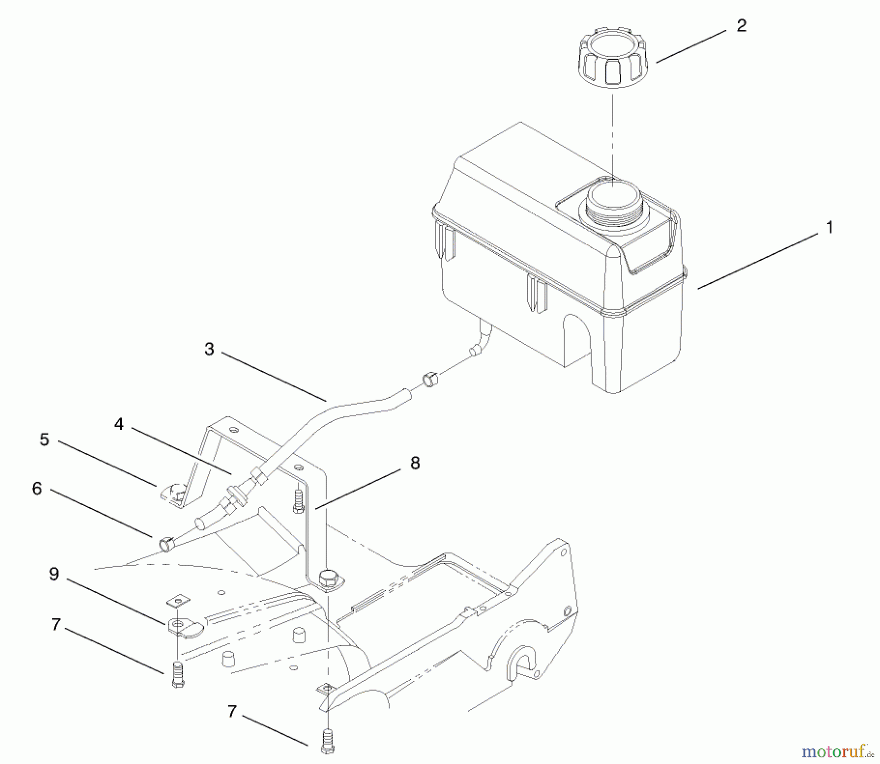  Toro Neu Mowers, Walk-Behind Seite 2 22162 - Toro Recycler Mower, 1999 (9900001-9999999) FUEL TANK ASSEMBLY