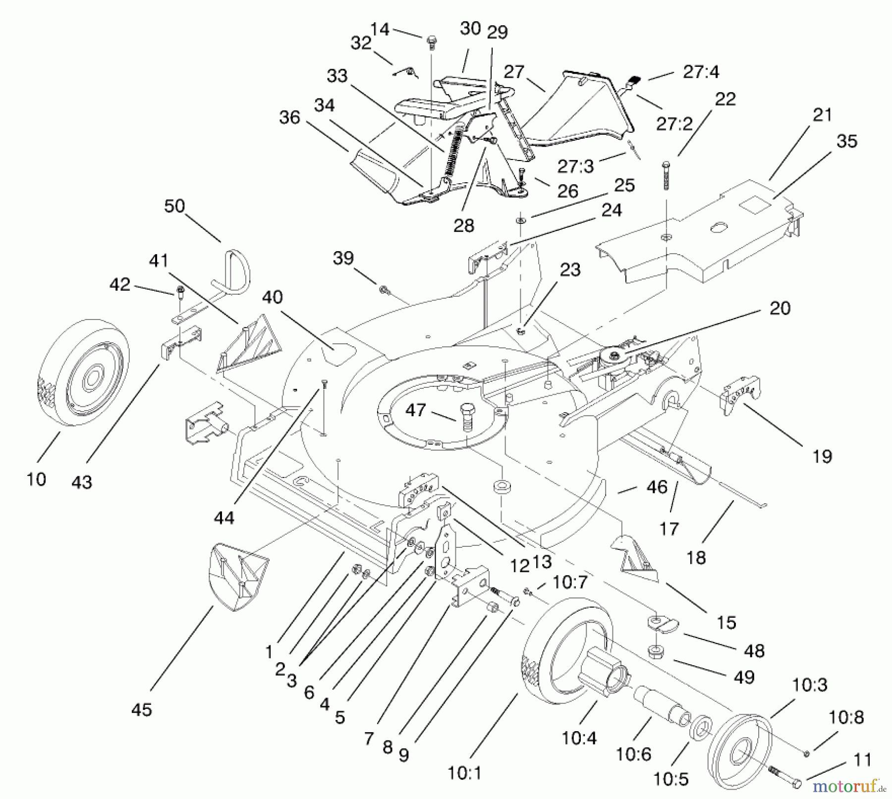 Toro Neu Mowers, Walk-Behind Seite 2 22162 - Toro Recycler Mower, 1998 (8900001-8999999) HOUSING ASSEMBLY