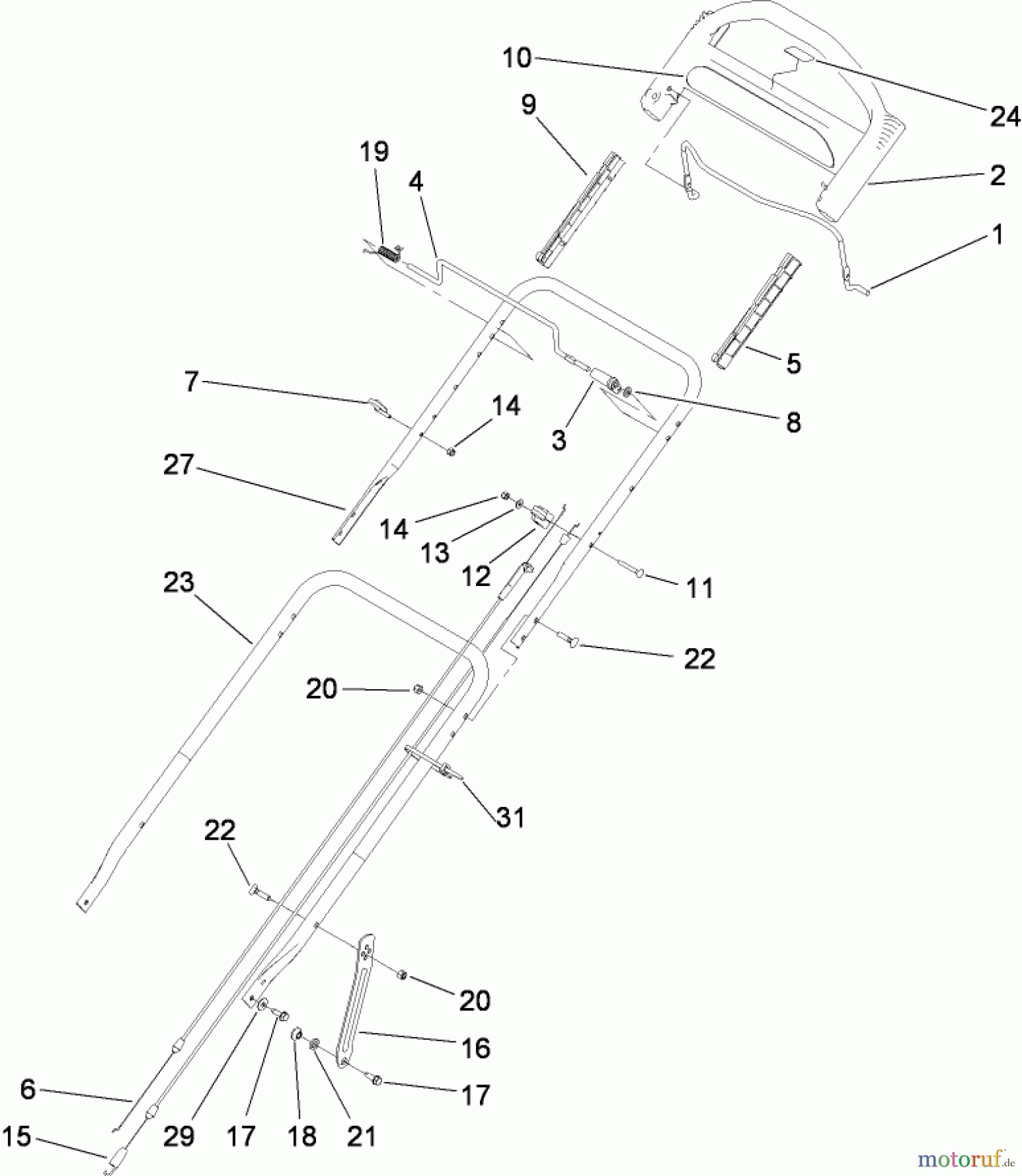  Toro Neu Mowers, Walk-Behind Seite 2 22164 (PT21) - Toro PT21 Trim Mower, 2008 (280000001-280999999) HANDLE ASSEMBLY