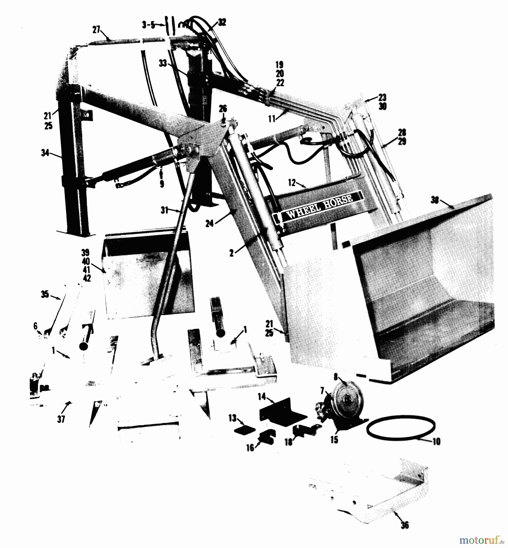 Toro Neu Accessories 87001 - Toro Loader Conversion, 1983 HYDRAULIC ADAPTER LOCATION AND DESCRIPTION CHART