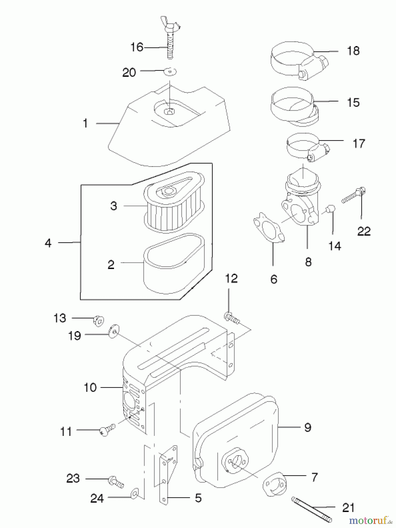 Toro Neu Mowers, Walk-Behind Seite 2 22170 - Toro Recycler Mower, 2002 (220000001-220999999) AIR FILTER/MUFFLER ASSEMBLY