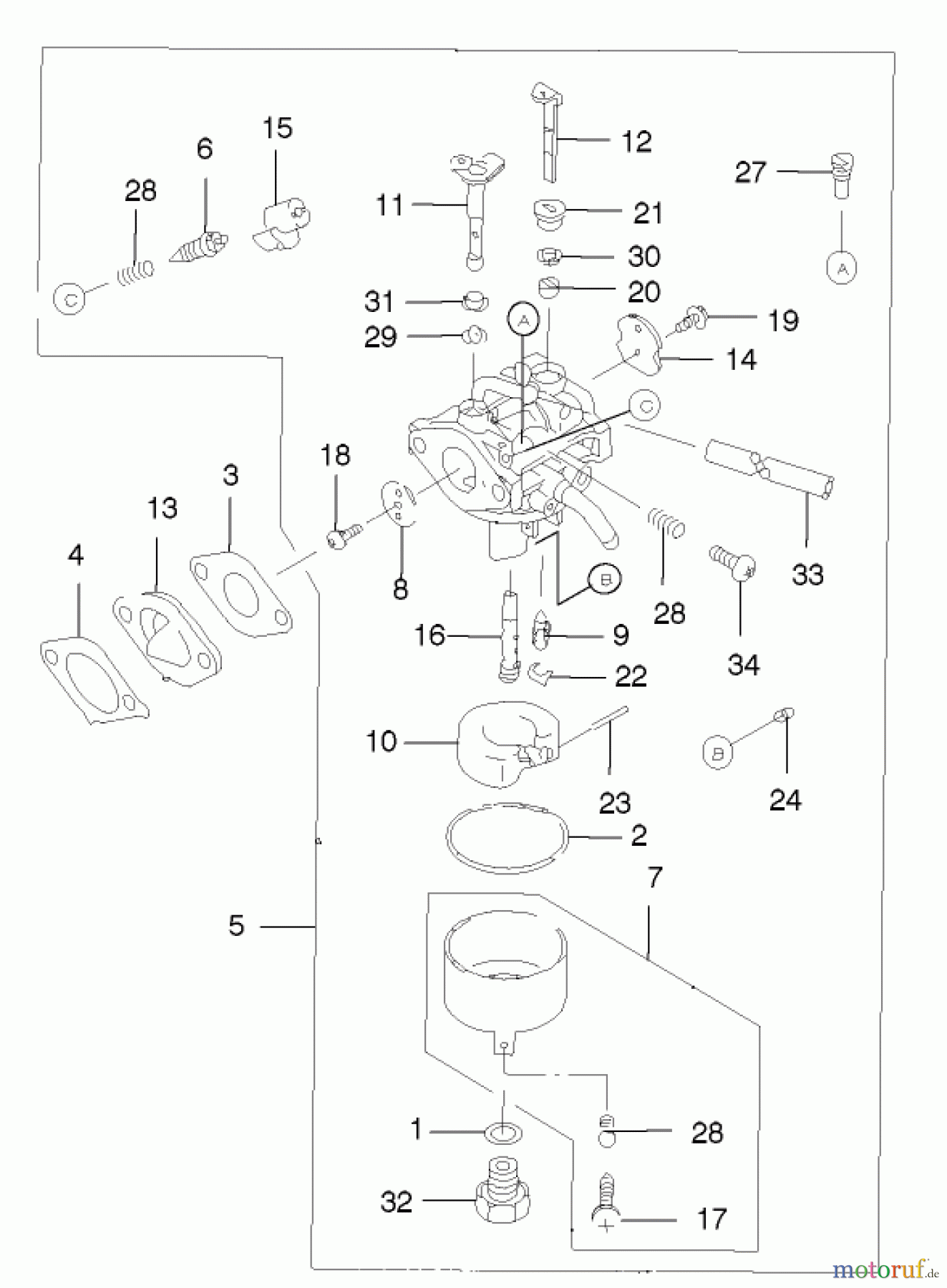 Toro Neu Mowers, Walk-Behind Seite 2 22170 - Toro Recycler Mower, 2002 (220000001-220999999) CARBURETOR ASSEMBLY