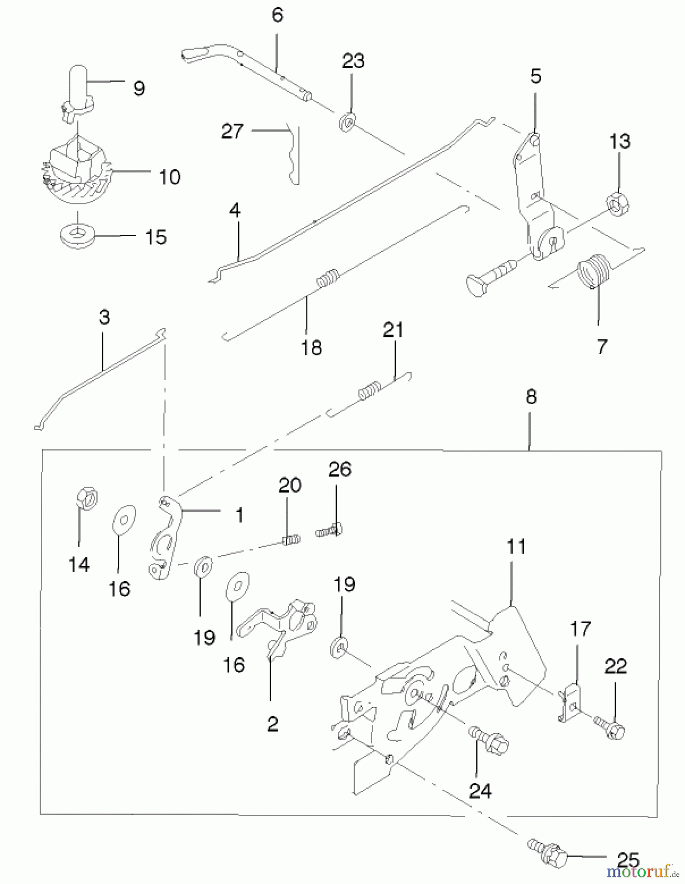 Toro Neu Mowers, Walk-Behind Seite 2 22170 - Toro Recycler Mower, 2002 (220000001-220999999) CONTROL LINKAGE ASSEMBLY