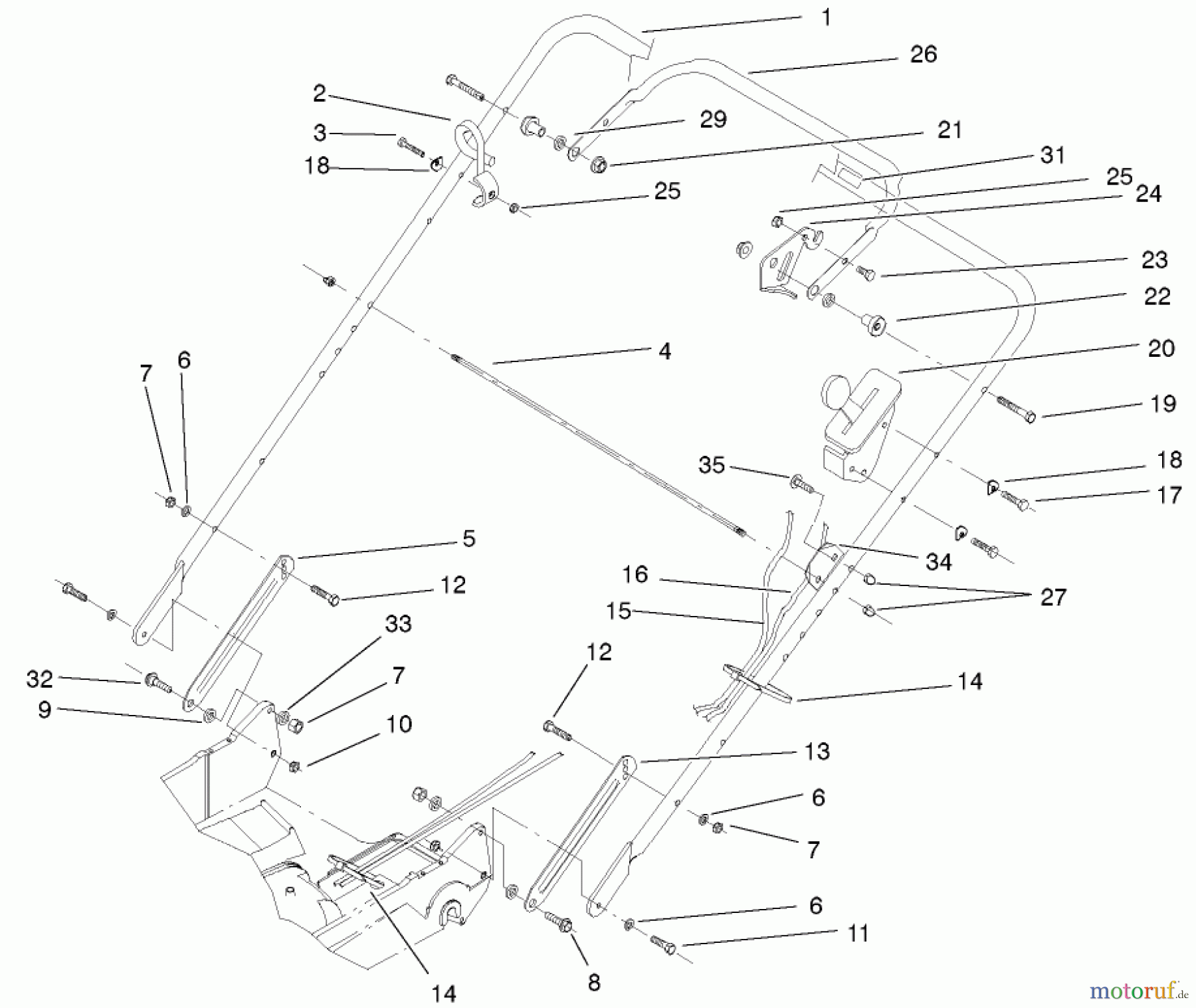 Toro Neu Mowers, Walk-Behind Seite 2 22170 - Toro Recycler Mower, 2002 (220000001-220999999) HANDLE AND CONTROLS ASSEMBLY