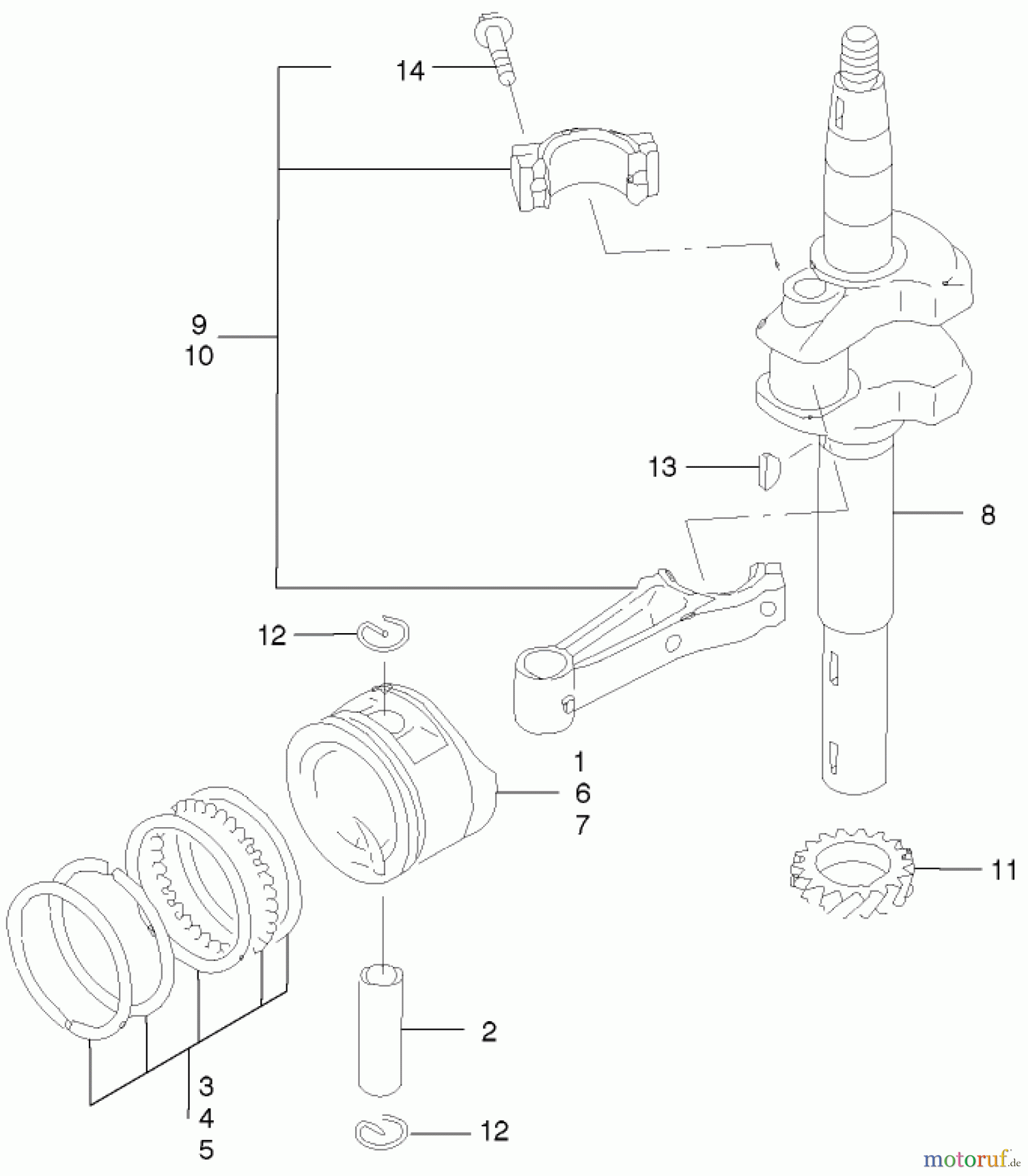 Toro Neu Mowers, Walk-Behind Seite 2 22170 - Toro Recycler Mower, 2002 (220000001-220999999) PISTON/CRANKSHAFT ASSEMBLY