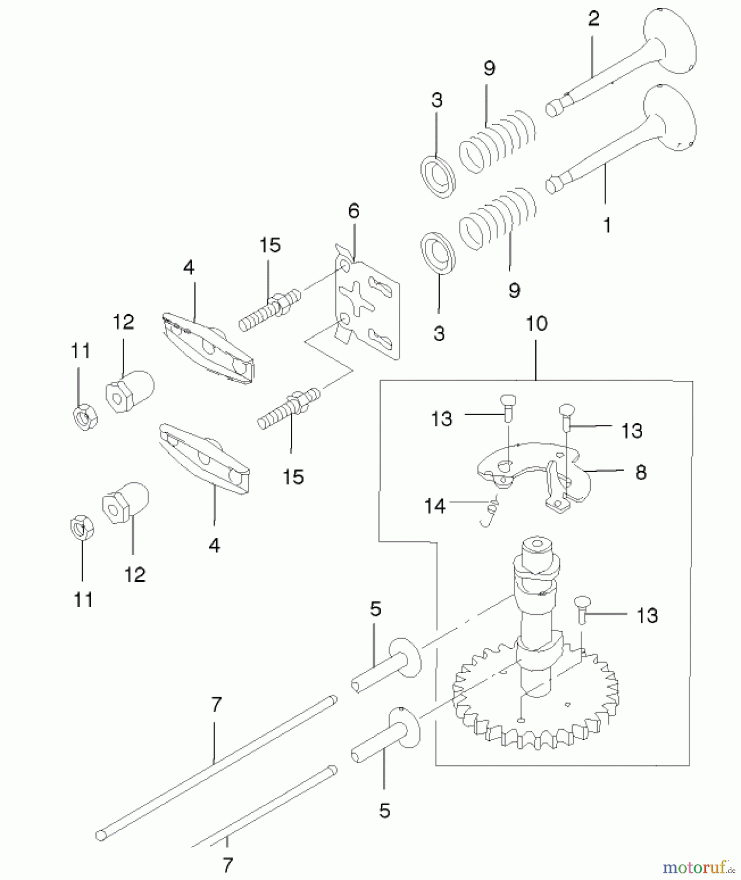 Toro Neu Mowers, Walk-Behind Seite 2 22170 - Toro Recycler Mower, 2002 (220000001-220999999) VALVES/CAMSHAFT ASSEMBLY