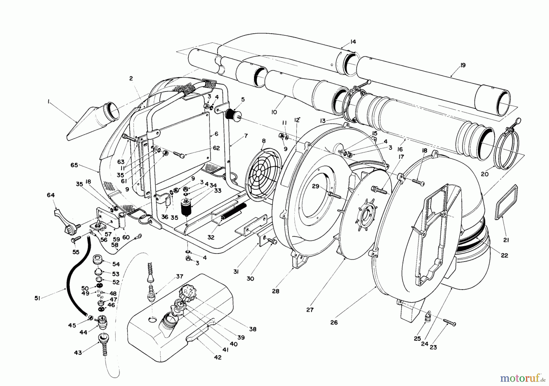 Toro Neu Blowers/Vacuums/Chippers/Shredders 30941 - Toro 41cc Back Pack Blower, 1986 (6000001-6002183) BLOWER ASSEMBLY