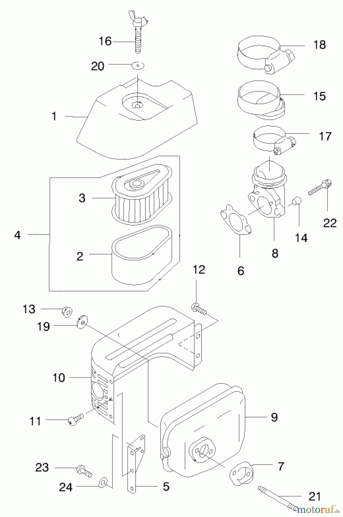  Toro Neu Mowers, Walk-Behind Seite 2 22171 - Toro Recycler Mower, 2000 (200000001-200999999) AIR FILTER/MUFFLER