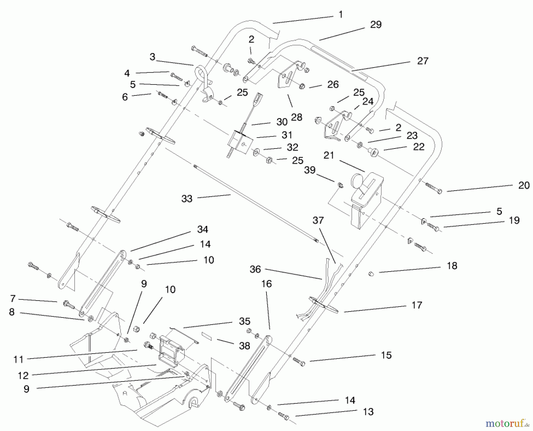 Toro Neu Mowers, Walk-Behind Seite 2 22171 - Toro Recycler Mower, 2000 (200000001-200999999) HANDLE & CONTROLS ASSEMBLY