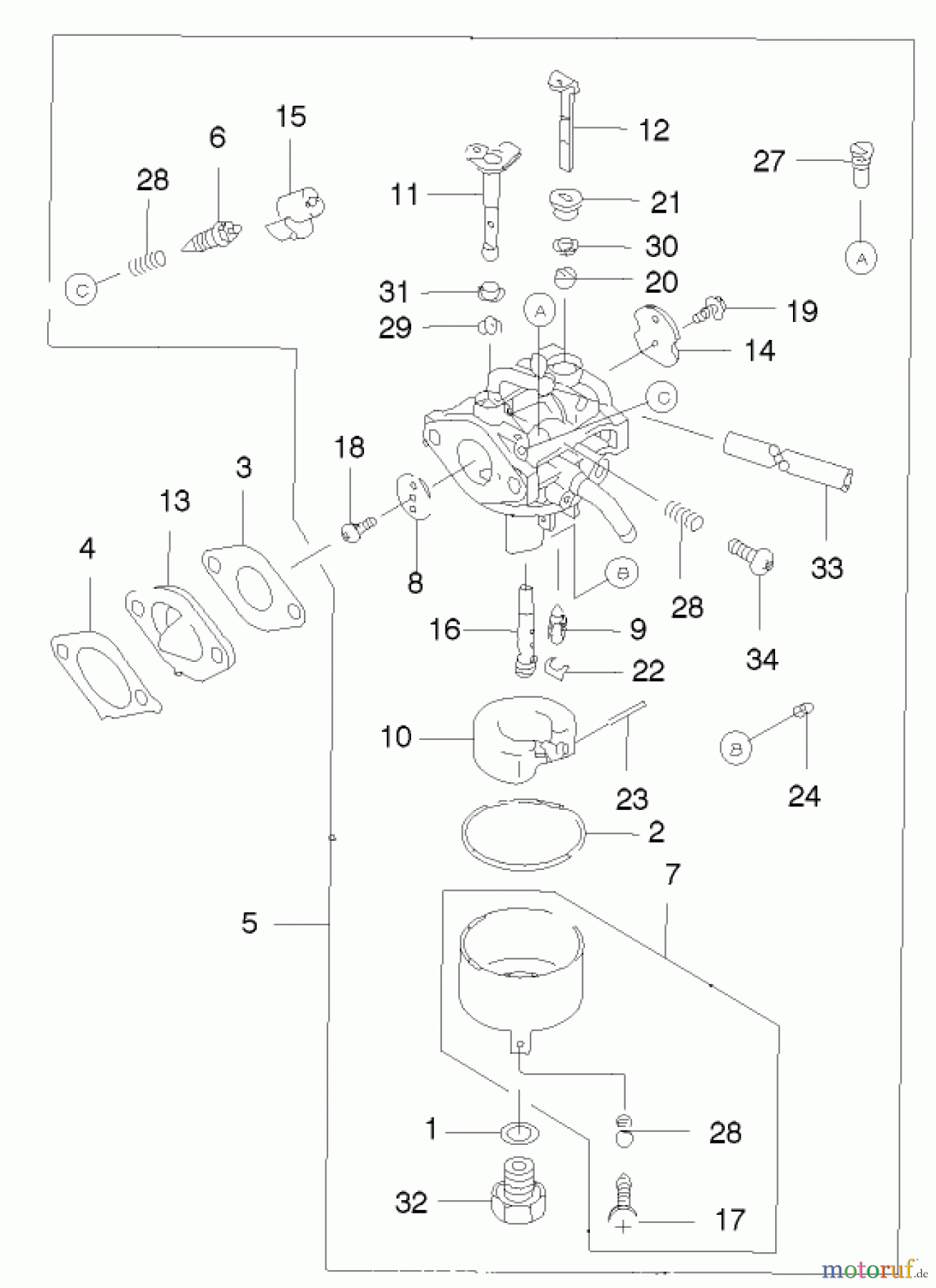 Toro Neu Mowers, Walk-Behind Seite 2 22171 - Toro Recycler Mower, 2003 (230000001-230999999) CARBURETOR ASSEMBLY