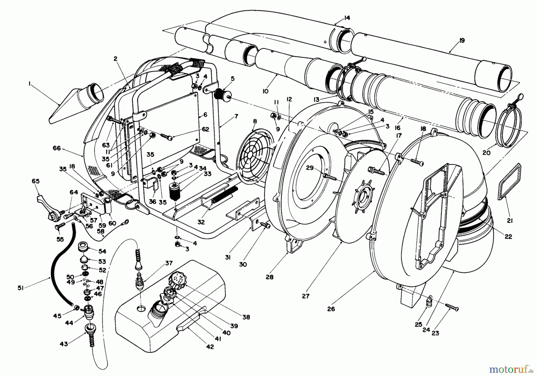 Toro Neu Blowers/Vacuums/Chippers/Shredders 30941 - Toro 41cc Back Pack Blower, 1986 (6002184-6999999) BLOWER ASSEMBLY