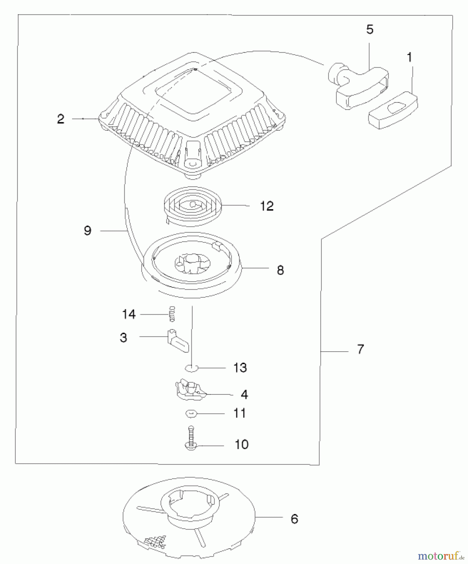 Toro Neu Mowers, Walk-Behind Seite 2 22171 - Toro Recycler Mower, 2003 (230000001-230999999) RECOIL STARTER ASSEMBLY