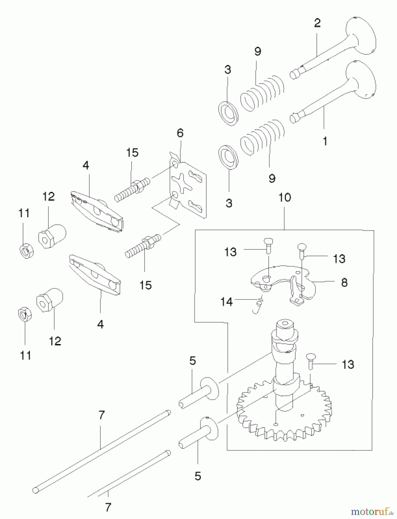 Toro Neu Mowers, Walk-Behind Seite 2 22171 - Toro Recycler Mower, 2003 (230000001-230999999) VALVE AND CAMSHAFT ASSEMBLY