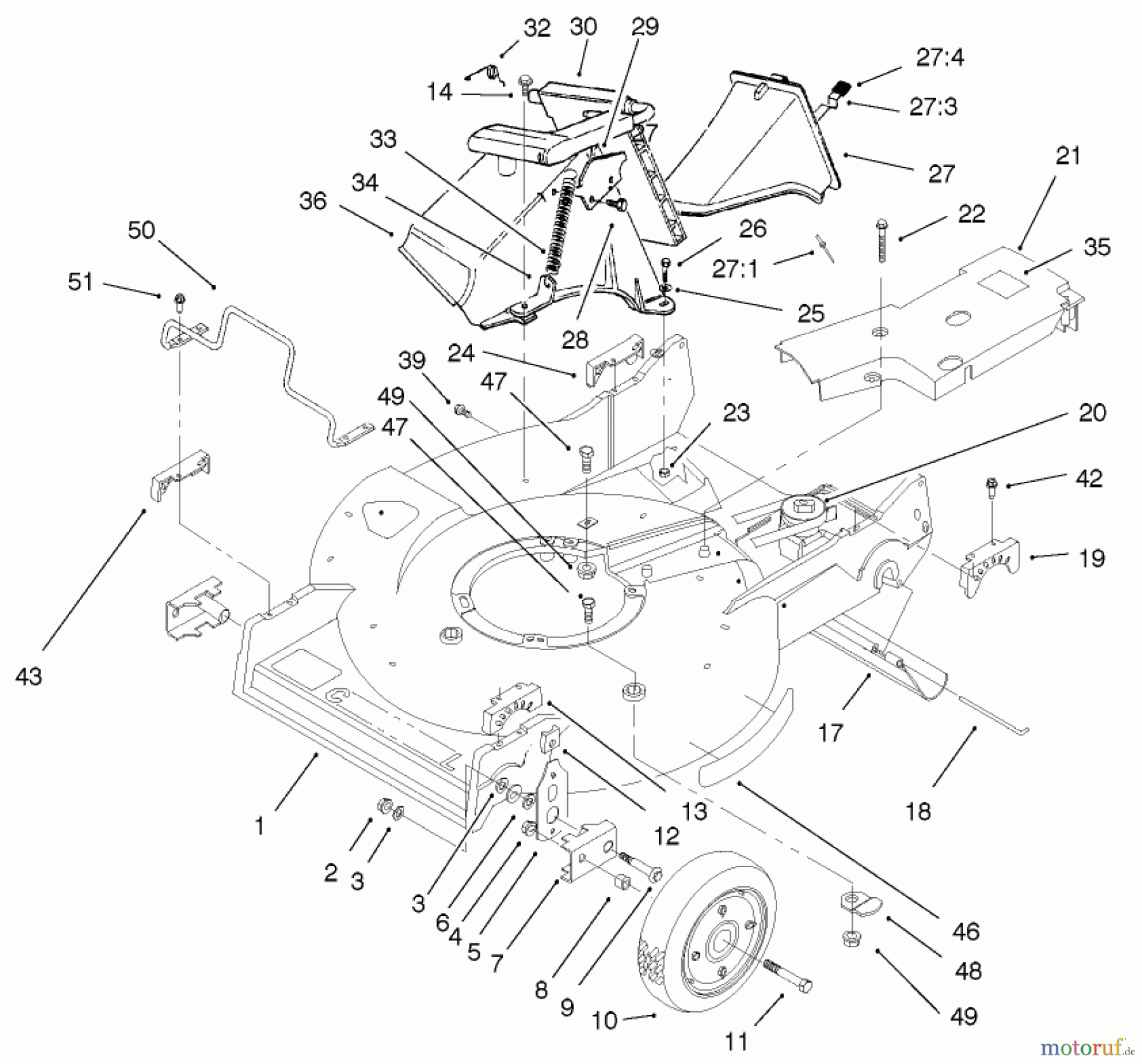  Toro Neu Mowers, Walk-Behind Seite 2 22172 - Toro Recycler Mower, 2003 (230000001-230999999) HOUSING ASSEMBLY