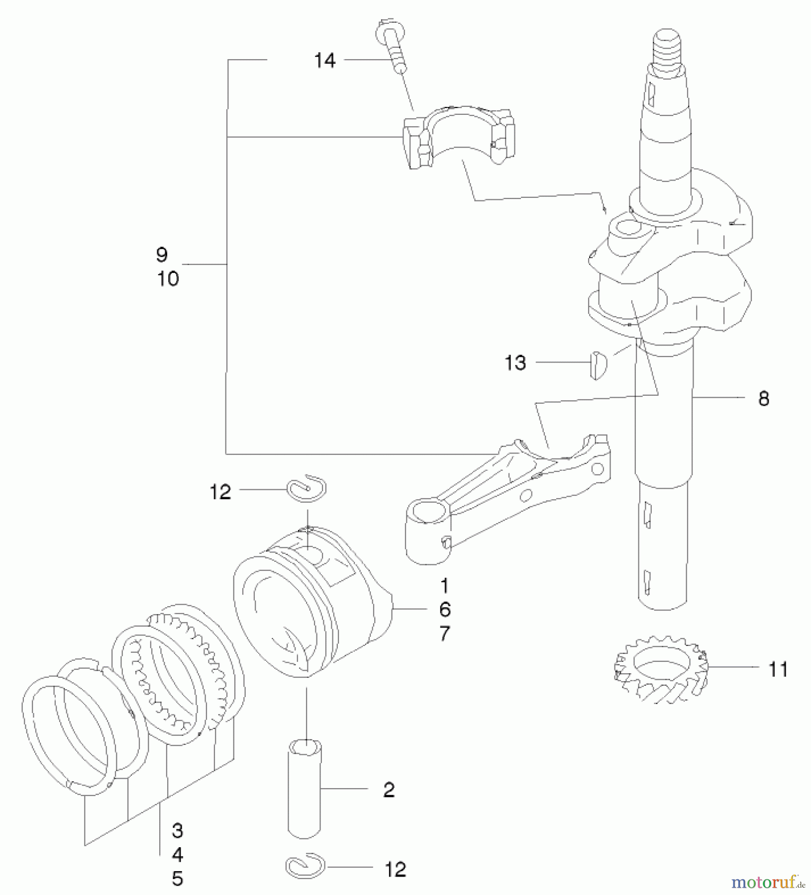  Toro Neu Mowers, Walk-Behind Seite 2 22172 - Toro Recycler Mower, 2003 (230000001-230999999) PISTON AND CRANKSHAFT ASSEMBLY