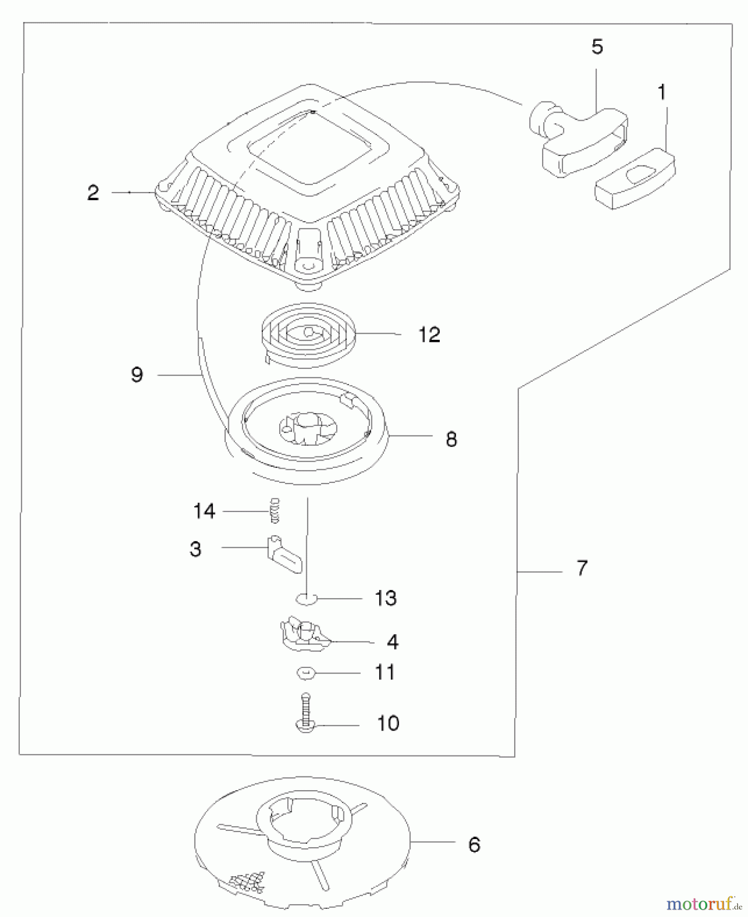  Toro Neu Mowers, Walk-Behind Seite 2 22172 - Toro Recycler Mower, 2003 (230000001-230999999) RECOIL STARTER ASSEMBLY