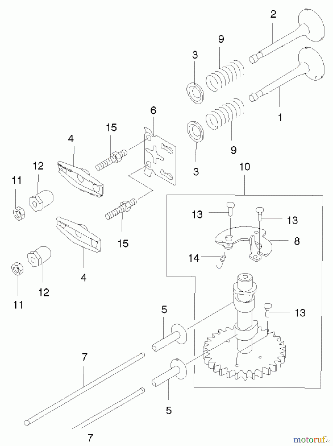 Toro Neu Mowers, Walk-Behind Seite 2 22172 - Toro Recycler Mower, 2003 (230000001-230999999) VALVE AND CAMSHAFT ASSEMBLY