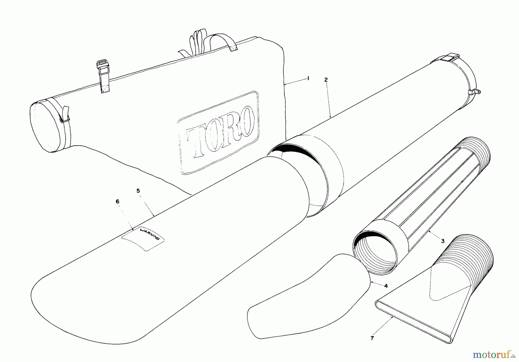 Toro Neu Blowers/Vacuums/Chippers/Shredders 51530 (400 TX) - Toro 400 TX Air Rake, 1985 (5000001-5999999) RAKE-O-VAC BAGGING KIT MODEL 51523 (STANDARD ON MODEL 51540 OPTIONAL ON MODEL 51530)